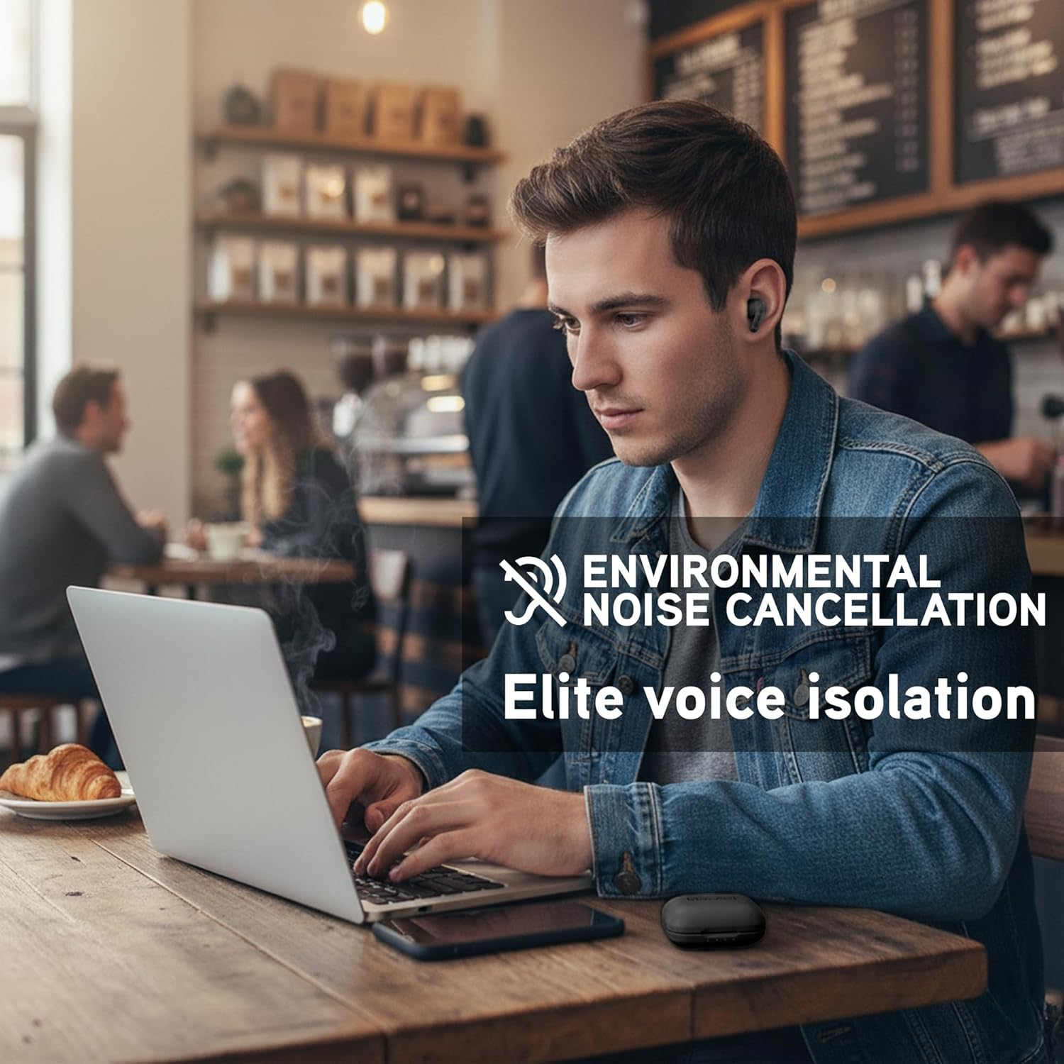 Blueant Pump Air Ultra True Wireless Bluetooth Earbuds, Active Noise Cancelling, Clear Calls with Multi-Mic Tech, All-Day Battery with Wireless Charging Case, Sweatproof In-Ear Design, Black image number 5