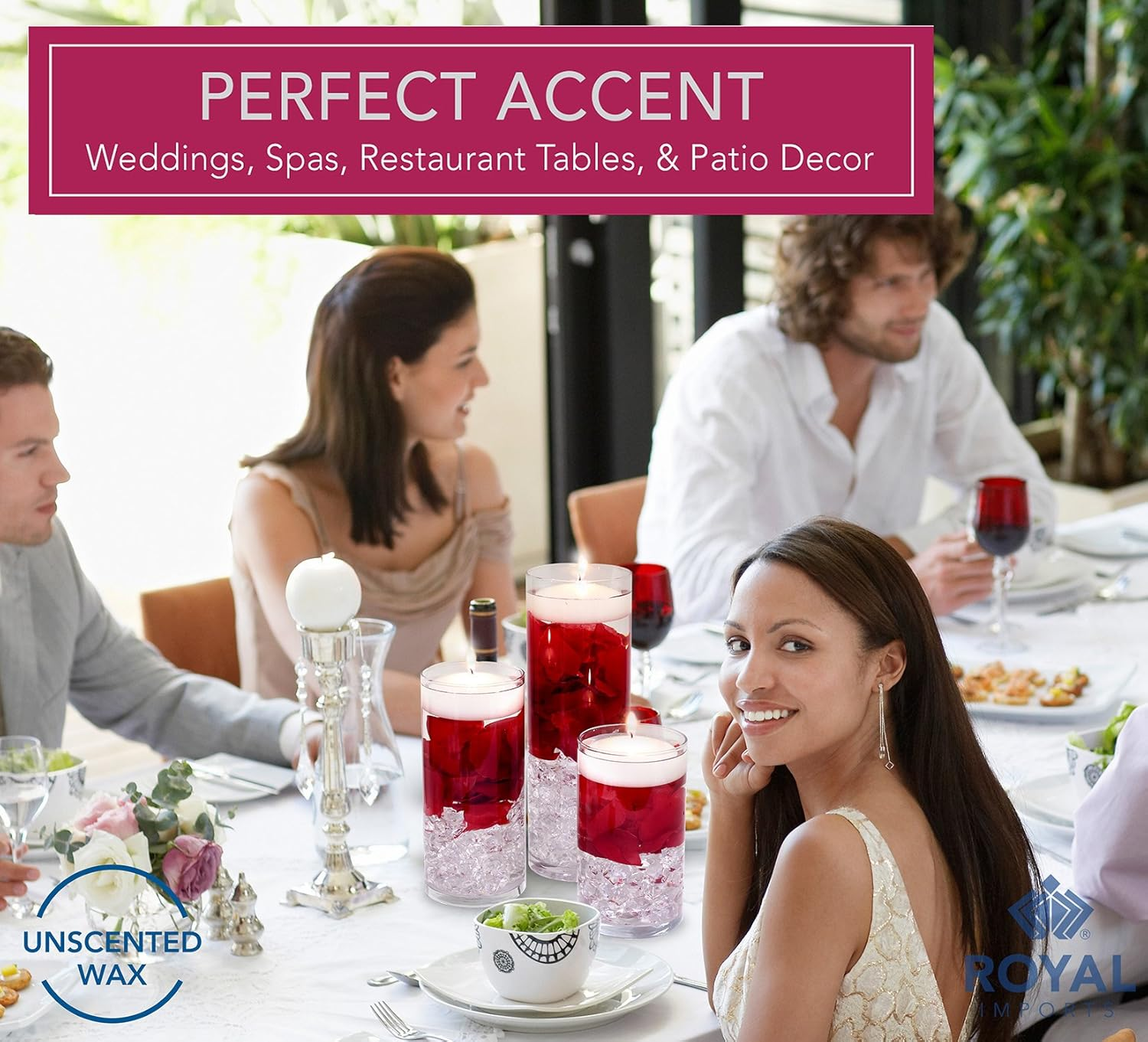 Royal Imports 10 Hour Floating Candles, 3&rdquo; White Unscented Dripless Wax Discs, for Cylinder Vases, Centerpieces at Wedding, Party, Pool, Holiday (12 Set) image number 2