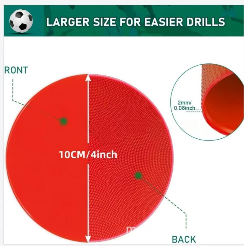 Linyongc 12Pcs Rubber Agility Markers, Flat Field Cones, Non Slip, Medium (Pack of 12), TPE, Disc, HAIR_ROLLER