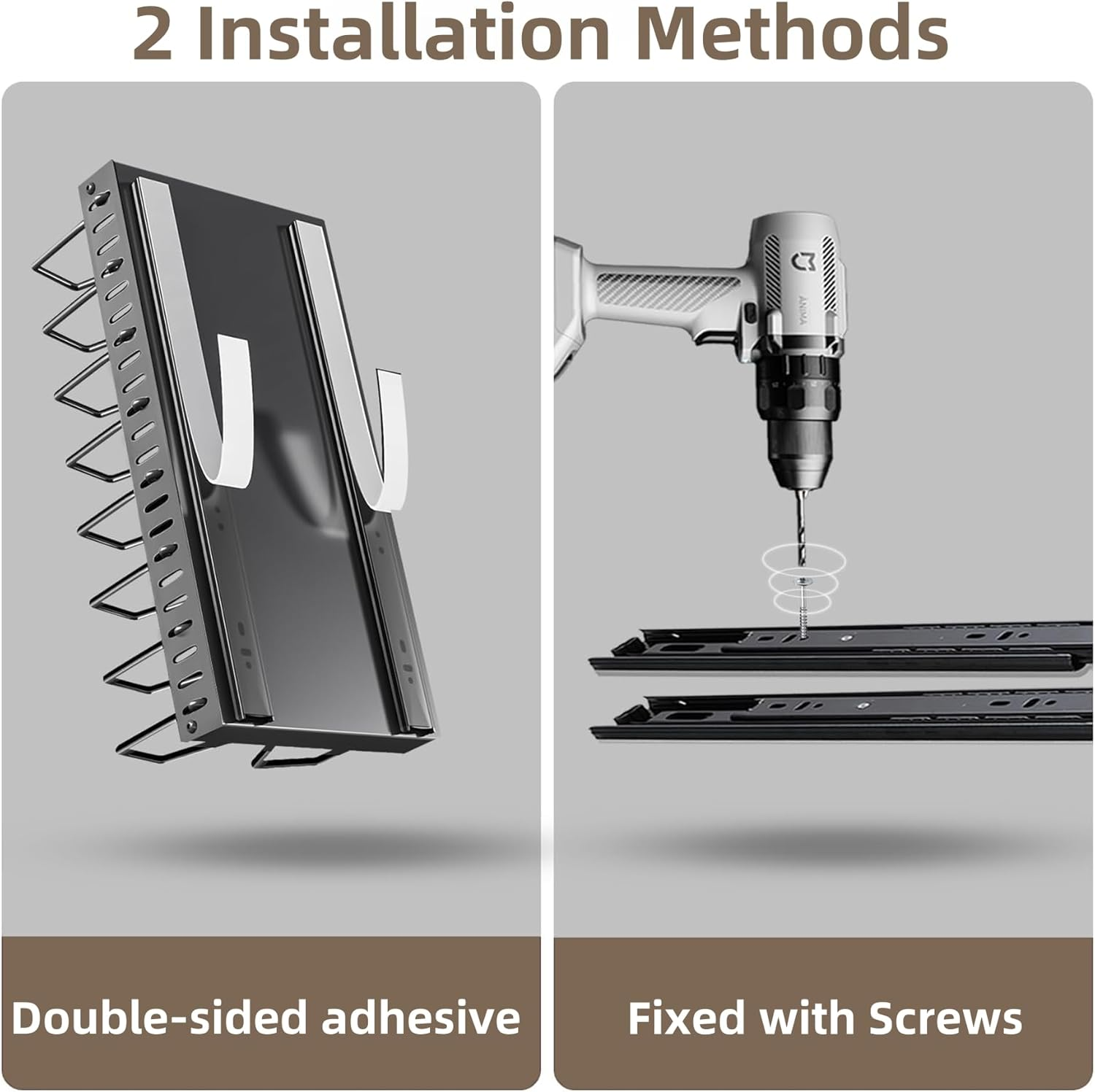 FORYUSE 2 Pack Pull Out Pots and Pans Organiser under Cabinet Sliding Lid Holder Rack Slide Out Bakeware Dishes inside Cabinet Kitchen Storage 8 Adjustable Dividers image number 1