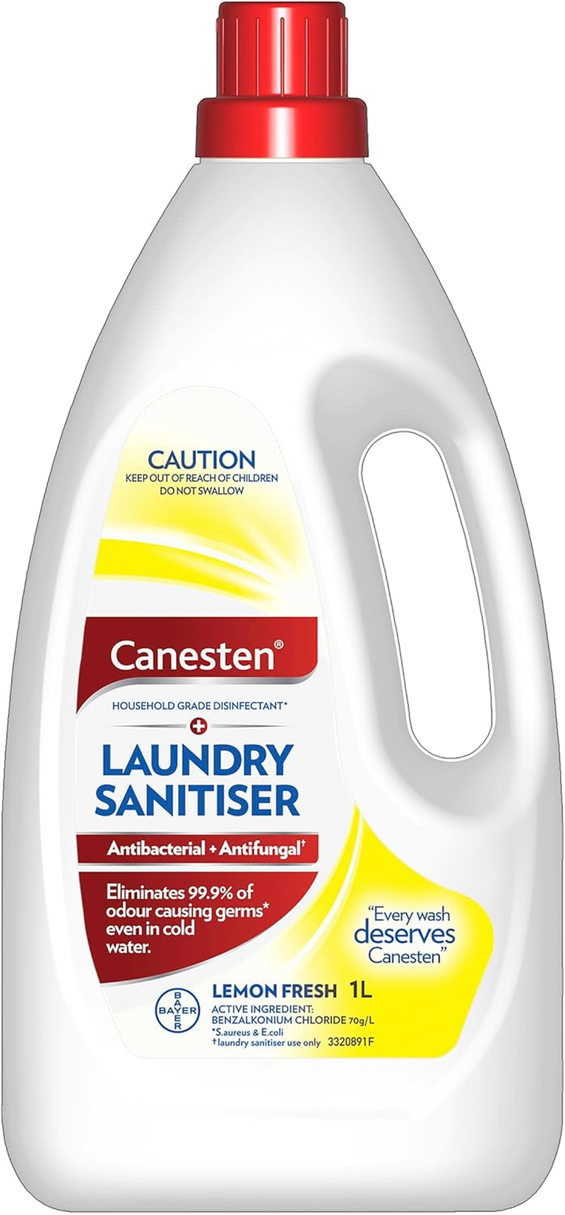 Canesten Antibacterial and Antifungal Hygiene Laundry Liquid Rinse Lemon, Eliminates Bacteria and Fungi from Your Washing, 1 Litre image number 2