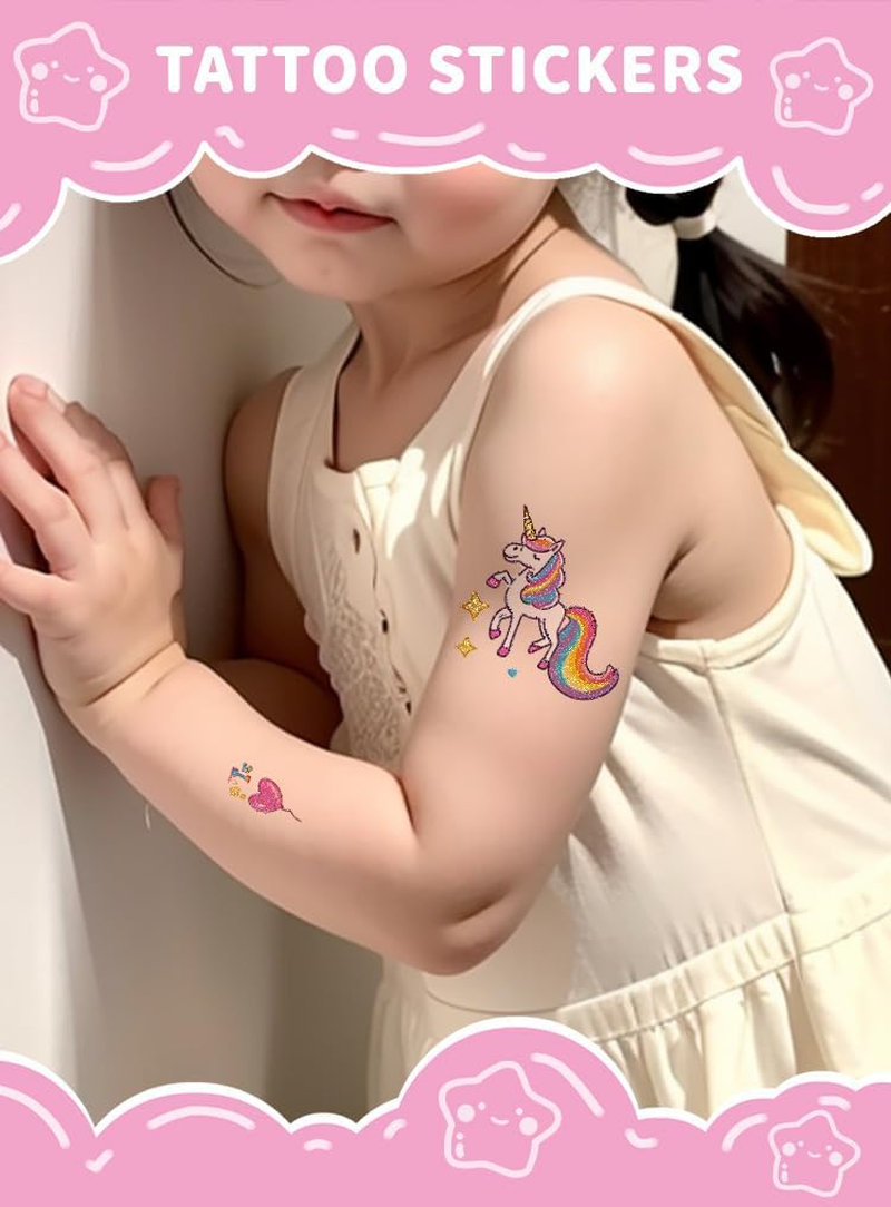 Shalve Unicorn Glitter Tattoo 12 Sheets Unicorn Temporary Tattoos Kit Party Favours Waterproof Fake Tattoos Birthday Party Favors Goodie Bags Stuffers image number 4