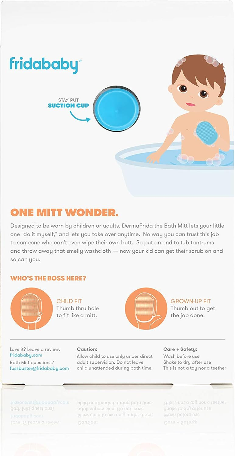 Frida Baby Dermafrida the Bath Mitt | Toddler Quick-Dry Body Bath Brush, Silicone, Replacement to Kid'S Washcloth | Fits Both Parent or Child for Early Stage Development