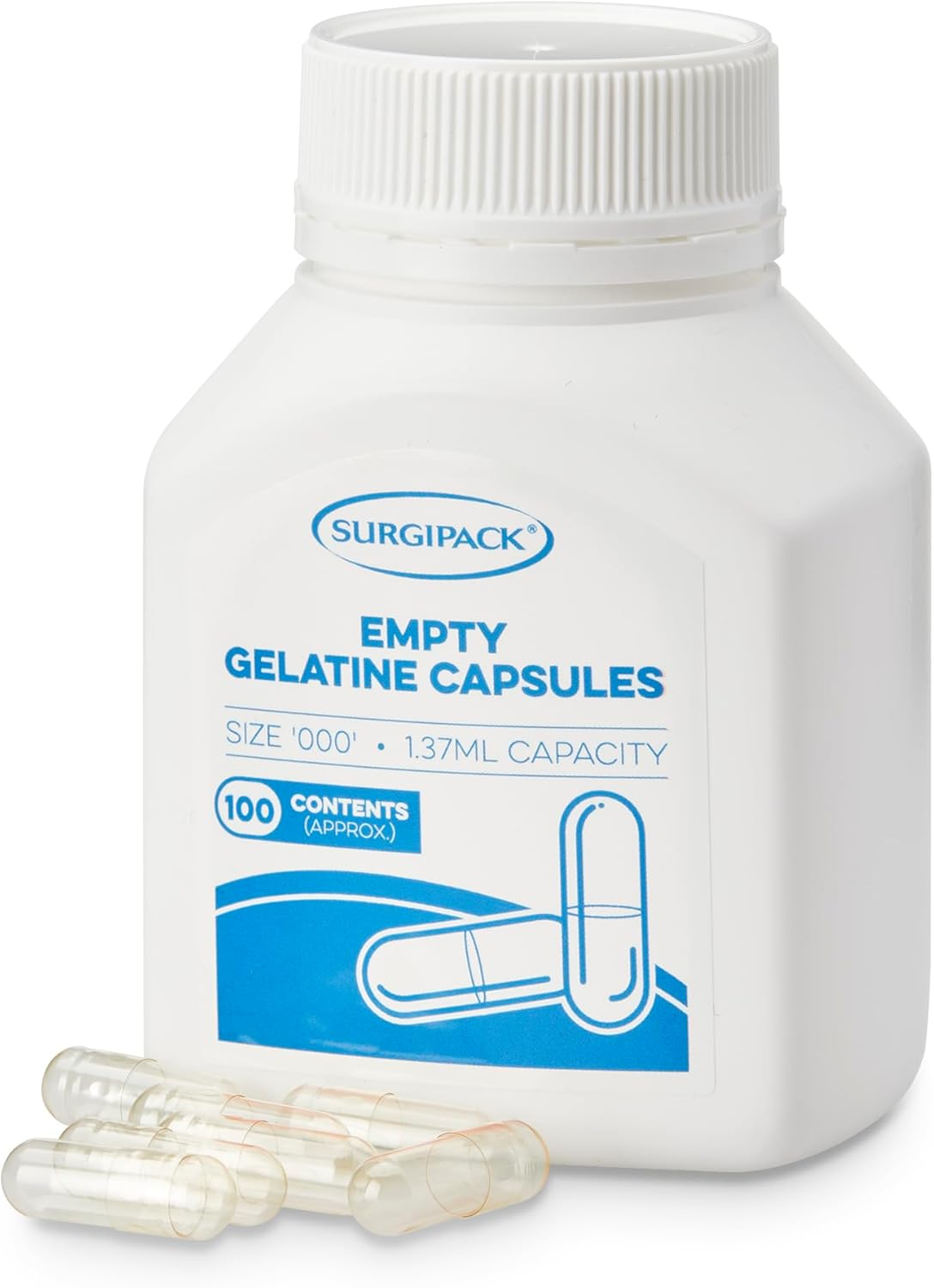 Surgipack Empty Gelatine 100 Capsules, Size 000 image number 4
