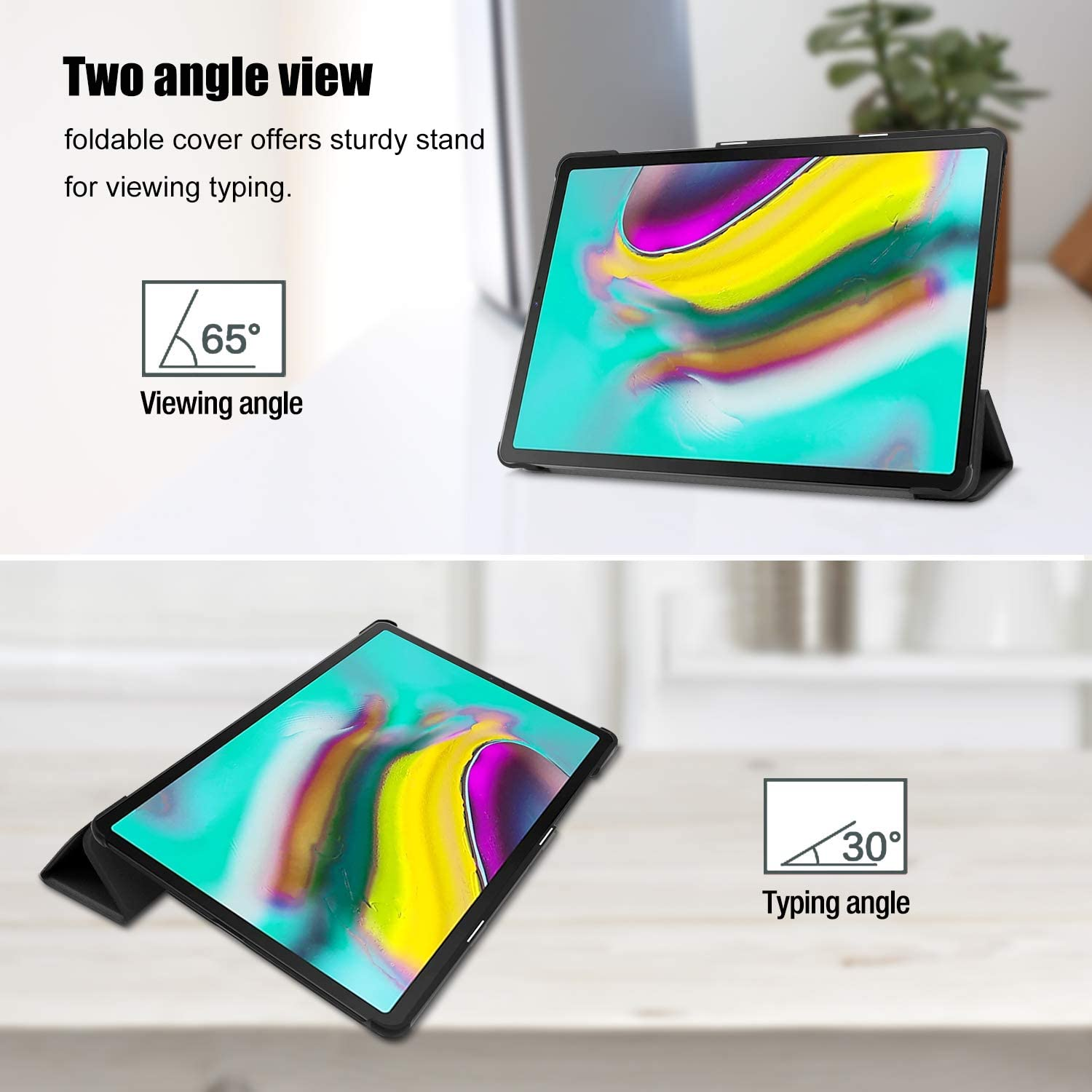 Procase Galaxy Tab S5E 10.5 2019 T720 T725 T727 Case, Slim Light Cover Stand Hard Shell Folio Case for 10.5 Inch Galaxy Tab S5E Tablet SM-T720 (Wi-Fi) SM-T725 (LTE) SM-T727 2019 Release-Black image number 2