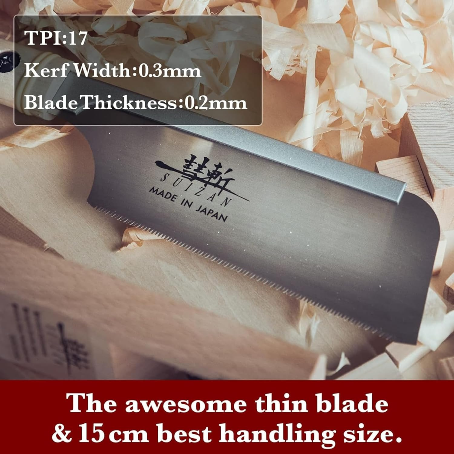 SUIZAN Dozuki Dovetail Saw 150Mm Rip Cross Angle Cut - Professional Japanese Pullsaw Handsaw Woodworking Tools image number 2