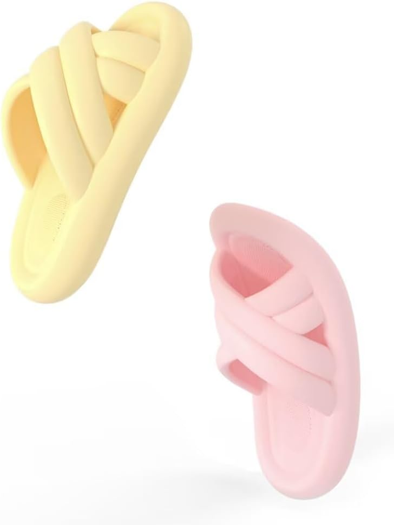 Pillow Slippers for Women and Men Non Slip Quick Drying Shower Slides Bathroom Sandals ，Ultra Cushion ，Thick Sole（Size：40-41，Green） 06 image number 3