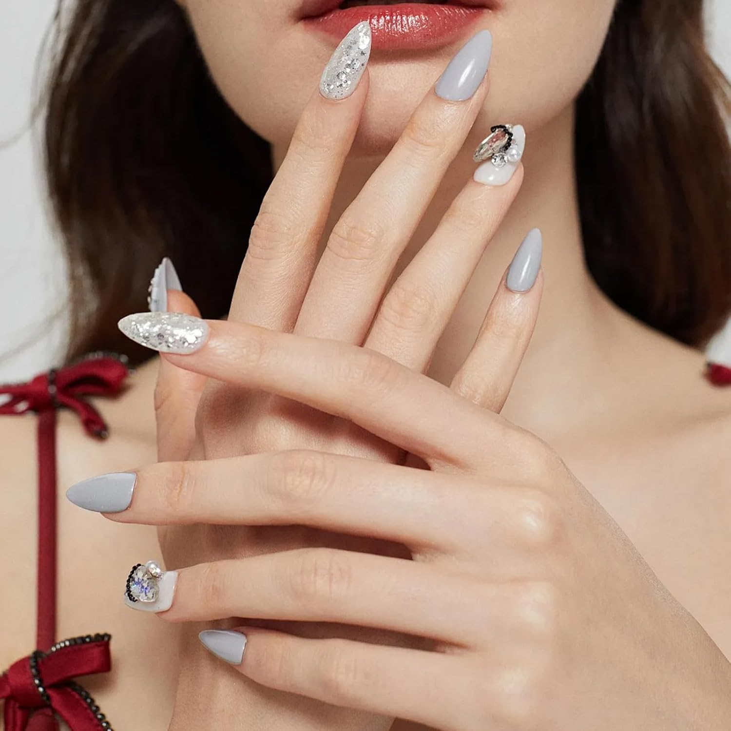 504PCS Short Almond Nails Tips,Half Matte Fake Nails Stick on Nails, Beetles Gel Polish Gel Nail Tip, Etch X Nail Tips, Press on Nails, Nail Tips,Acrylic Nails for Nail Salons and Home image number 4