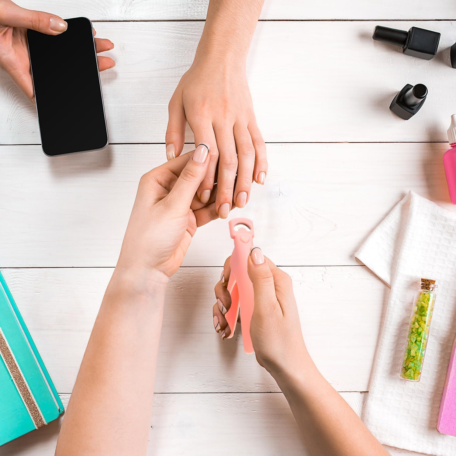 Nail Clippers Tip Cutters for Acrylic False Fake Gel Acrylic Nail Clippers for Acrylic Nails Nail Cutters for Acrylic and Gel Nails with 6 Pcs Clip for for Salon Home Nail Art Pink image number 2