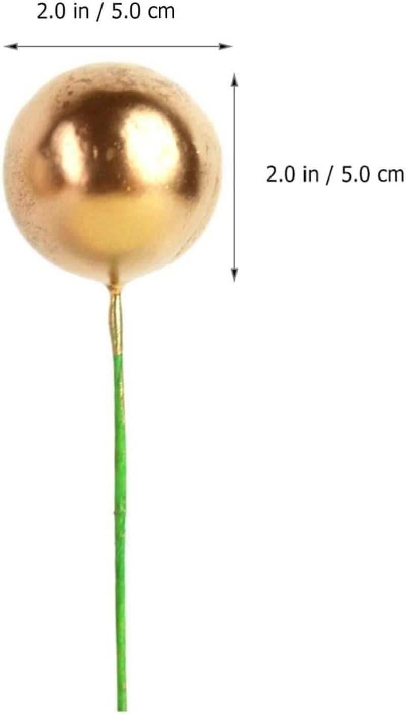 16Pcs Birthday Christmas Cake Toppers Golden Silver Balls Pearl Foam Cake Decoration Cupcake Dessert Topper Picks Holiday Party Supplies image number 4