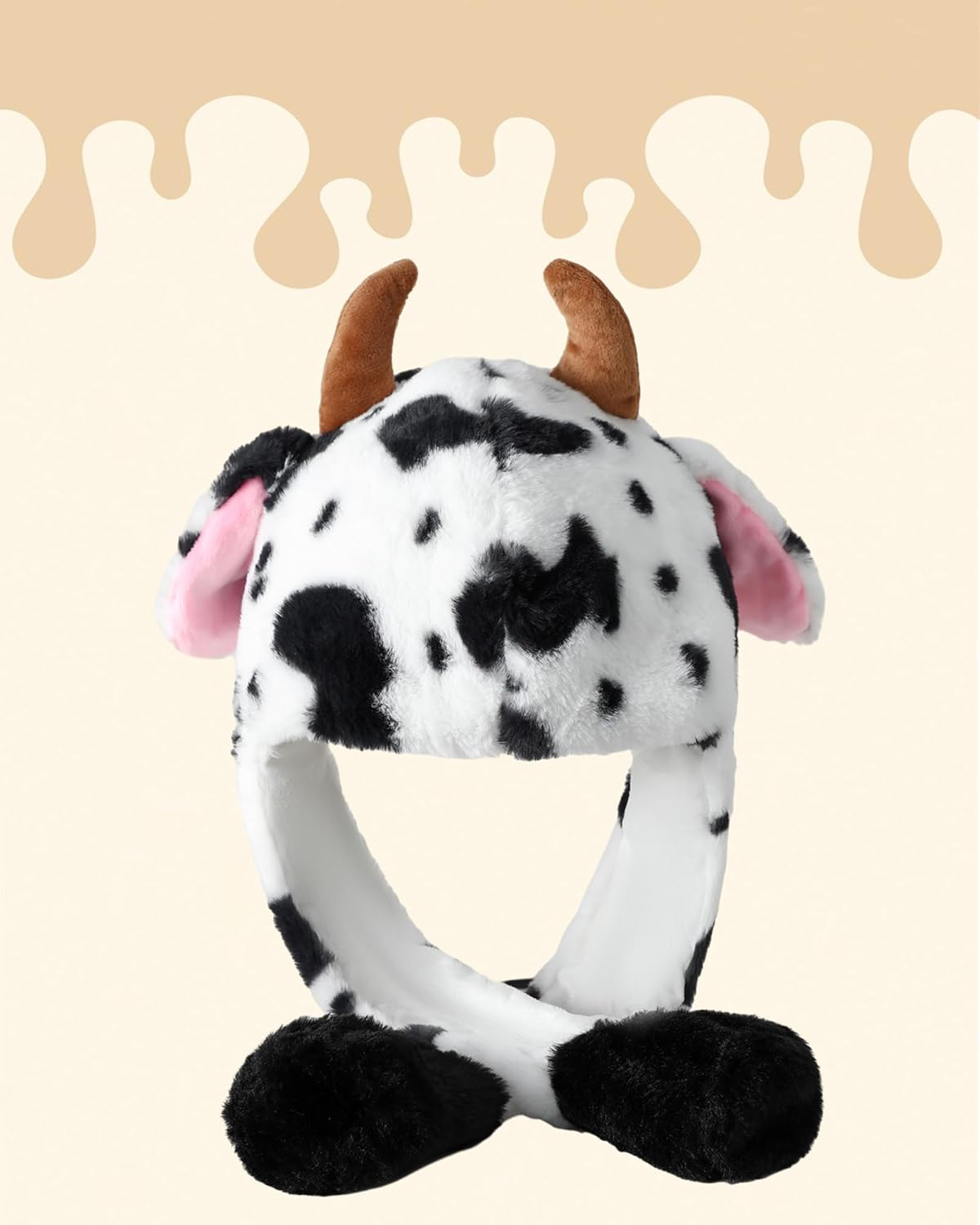 Ears Moving Hat Animal Cosplay Hat Cartoon Jumping Hat Ears Pop up Halloween Christmas Funny Hat Teenagers Adults, Milk Cow, One Size - Penguins image number 5