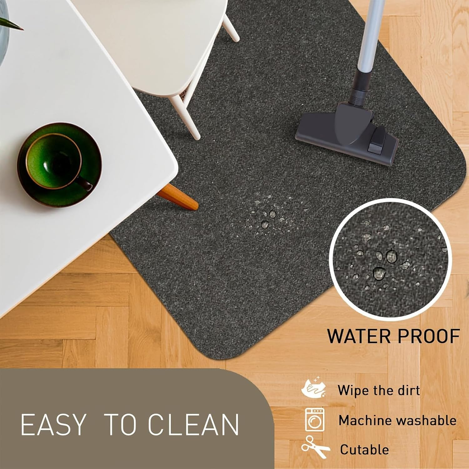 90 * 140 Cm Office Chair Mat Carpet for Hard Floor, Computer Desk and Gaming Rolling Chair Protector,Grey image number 2