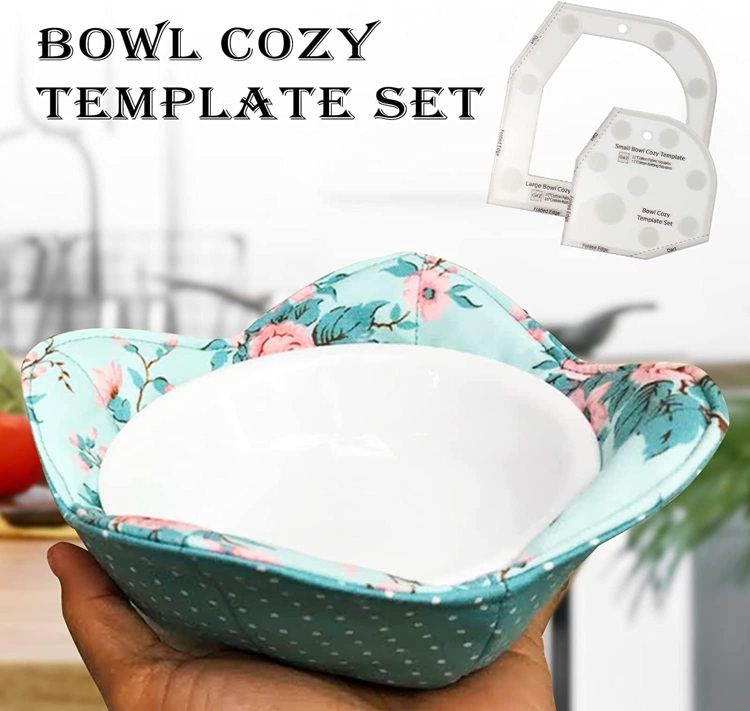 Bowl Cozy Template Cutting Ruler Set, 3Pcs Acrylic Transparent Quilting Bowl Templates for Hot and Cold Food Bowl Rack, DIY Kitchen Art Craft Acrylic Stencil Cut on Fold Template Sewing (White) image number 1