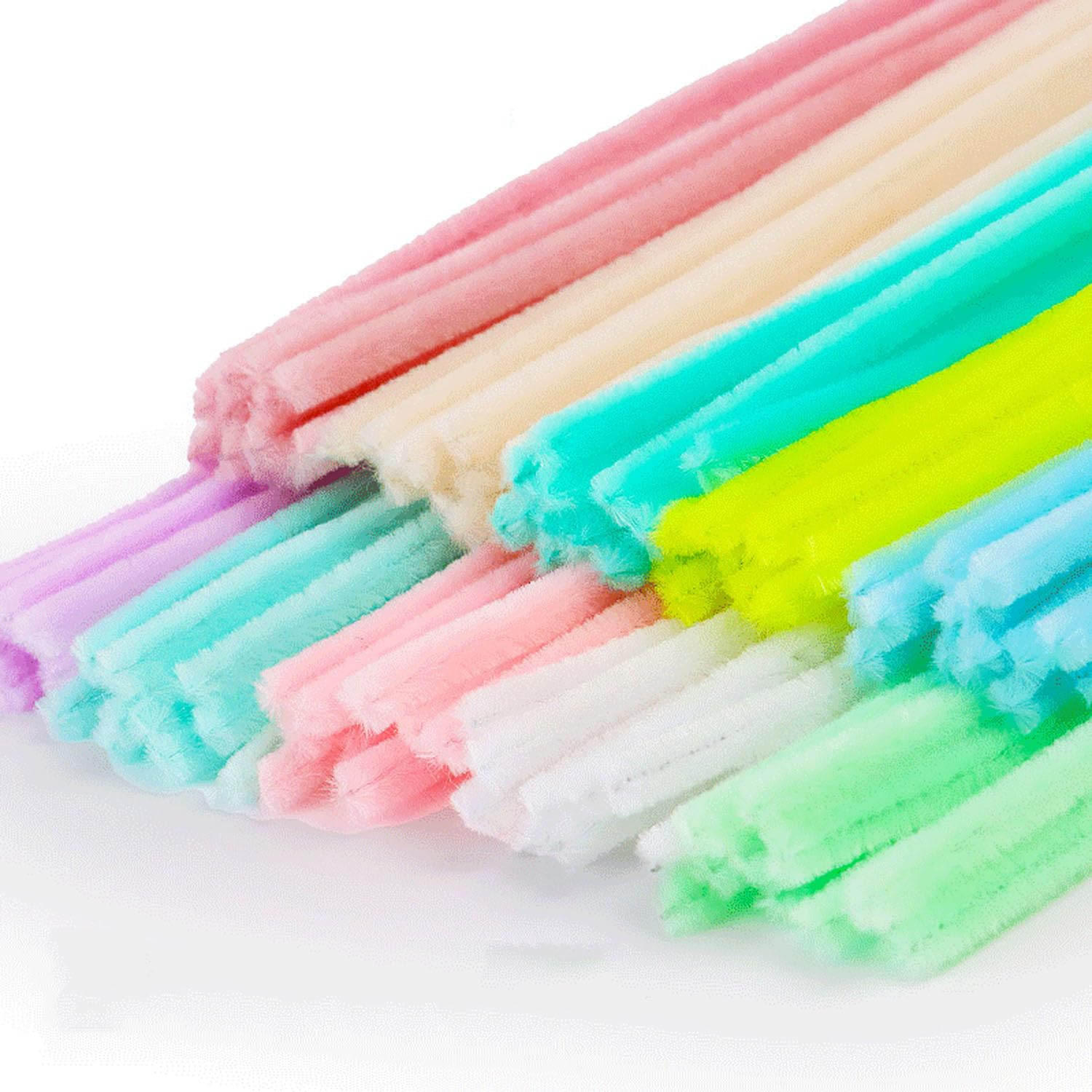 Shengsenfu 200 PCS Thick Pipe Cleaners for Crafts, Fuzzy Chenille Stems in 10 Pastel Colors, Assorted Colored Art Supplies for Kids & Adults, Creative Decorations, Handmade Projects (Bright Colors)
