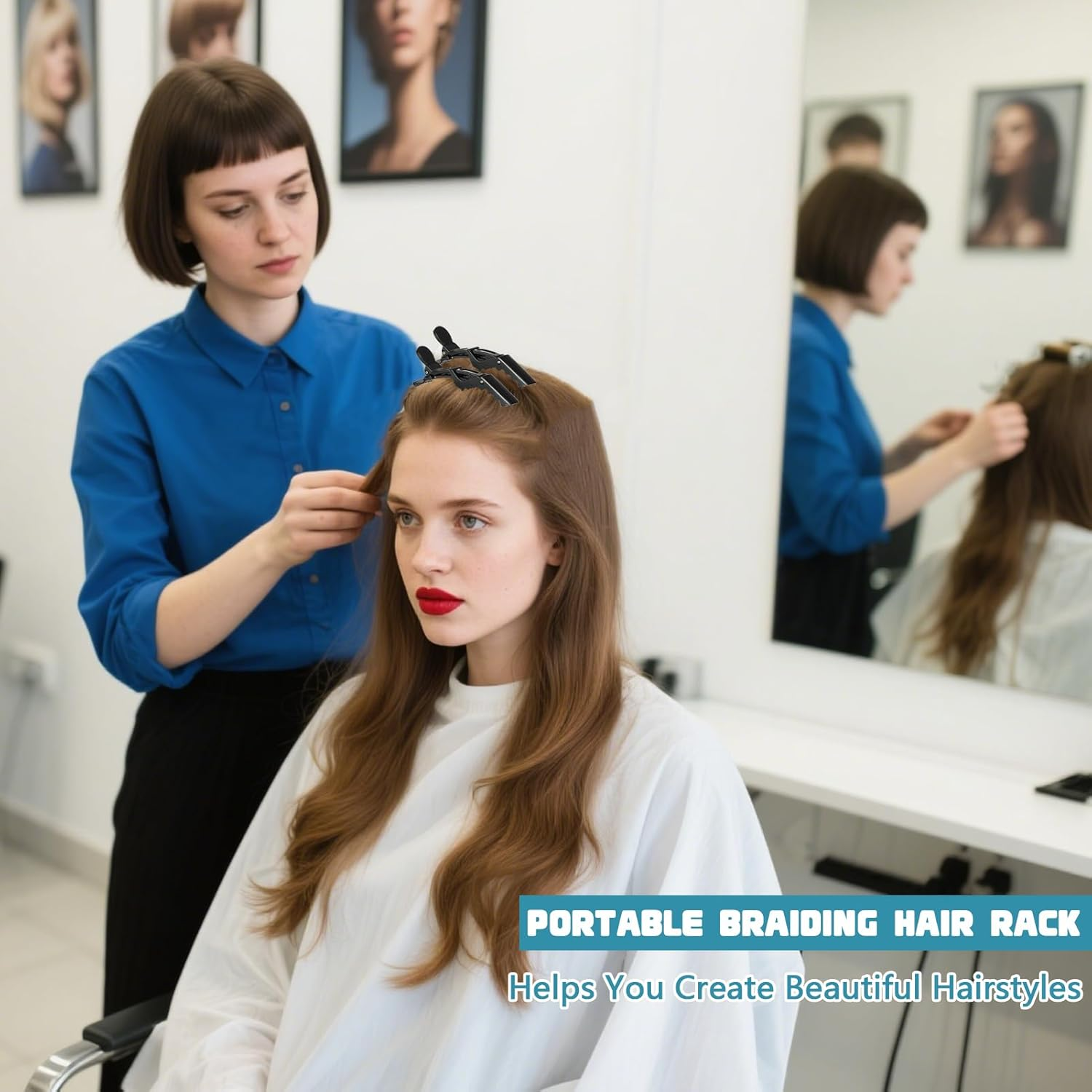 144 Pegs Braiding Hair Rack Standing Extension Holder Hanger Height Adjustable Braiding Hairs Stand for Hair Braiding Rack with Stylist Hair Braiding Tools for Stylists, Black image number 5