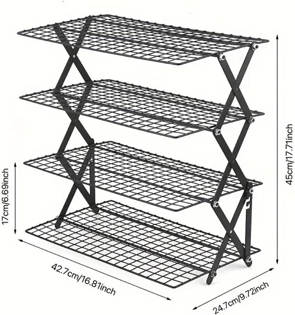 AIMALL 1 Outdoor Foldable Iron Storage Rack - 3 Layers or 4 Layers, Portable Camping Table Rack for Kitchen and Picnic, Compact and Durable Design