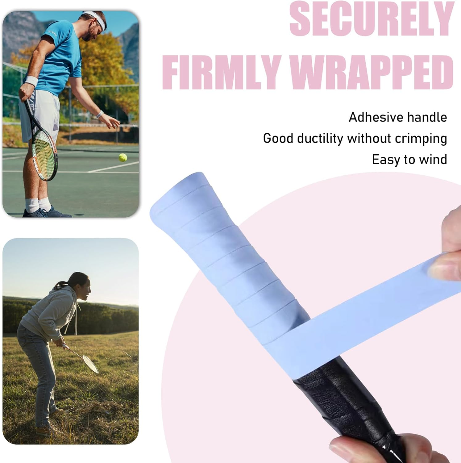 16 Pcs Tennis Racket Grip Tape, Colorful Sticky Grip Tape for Handles, Precut Anti-Slip Tennis Grip Tape for Tennis Pickleball Squash Badminton image number 4