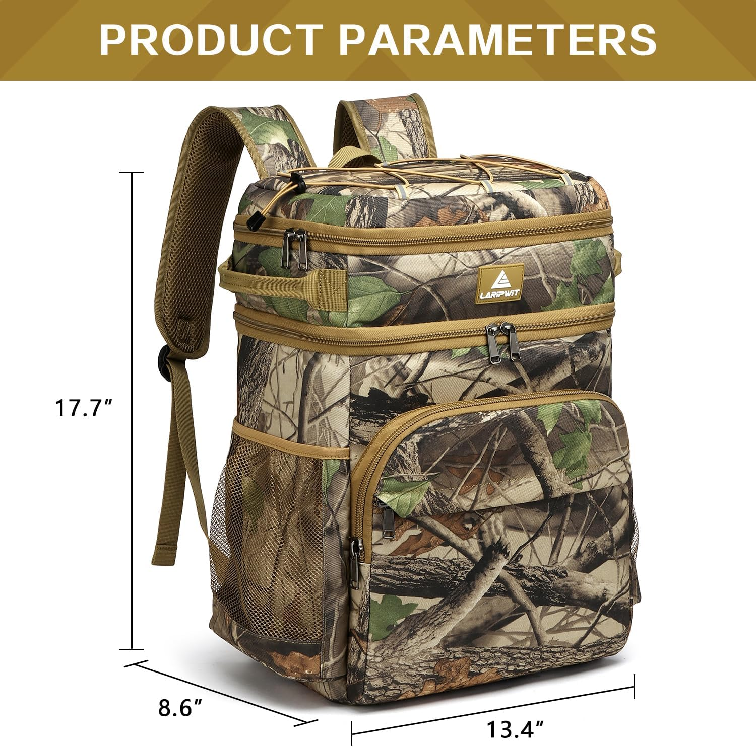 Laripwit Cool Backpack 54 Cans Thermal Cooler Bag Backpack Large Insulated Camouflage Double Deck with Cooling Compartment for Men Women - Perfect Picnic Travel Camping Tactical Beach image number 1