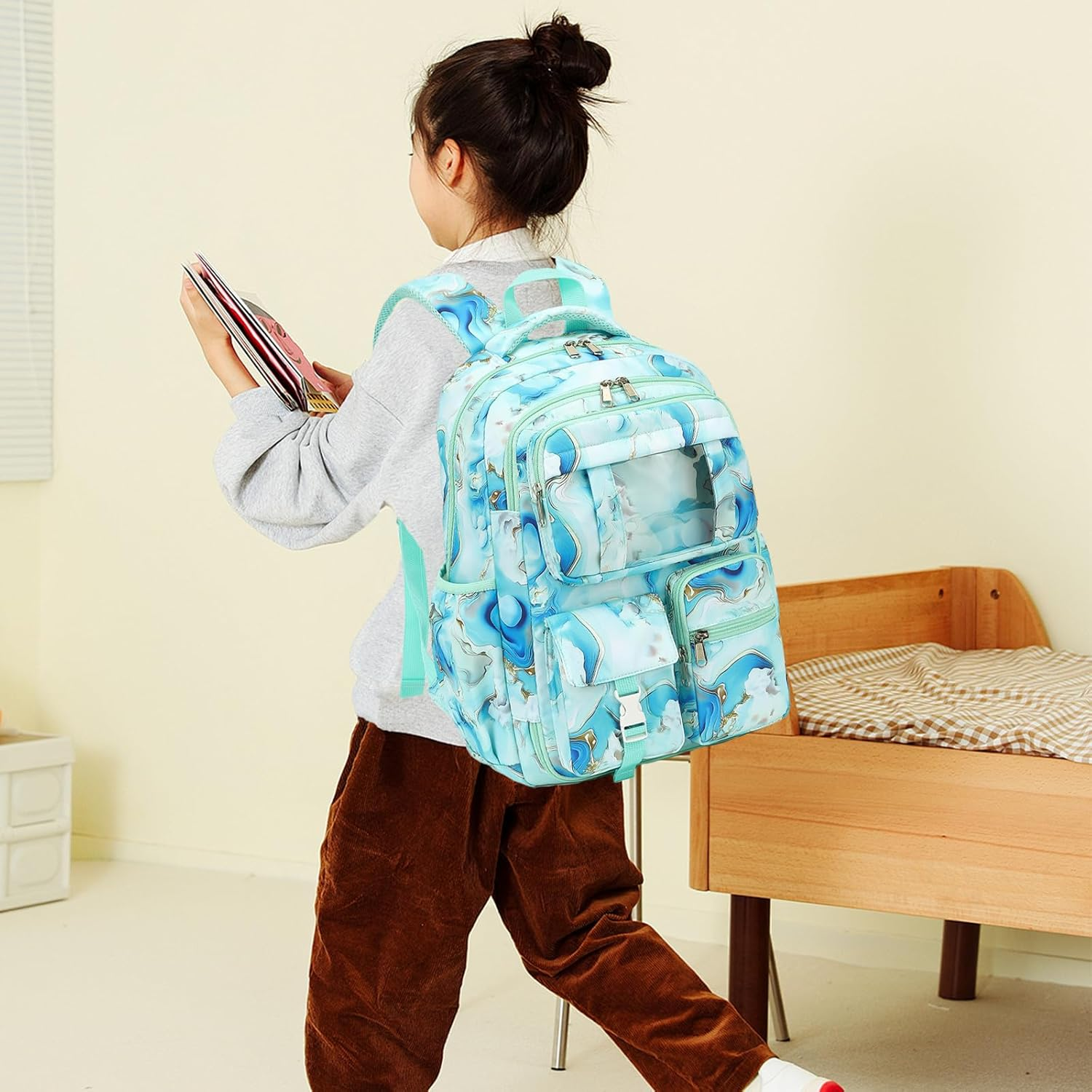 Backpack for Girls Refrigerator Door School Bag for Kids Teen Women Casual Travel Daypacks image number 1