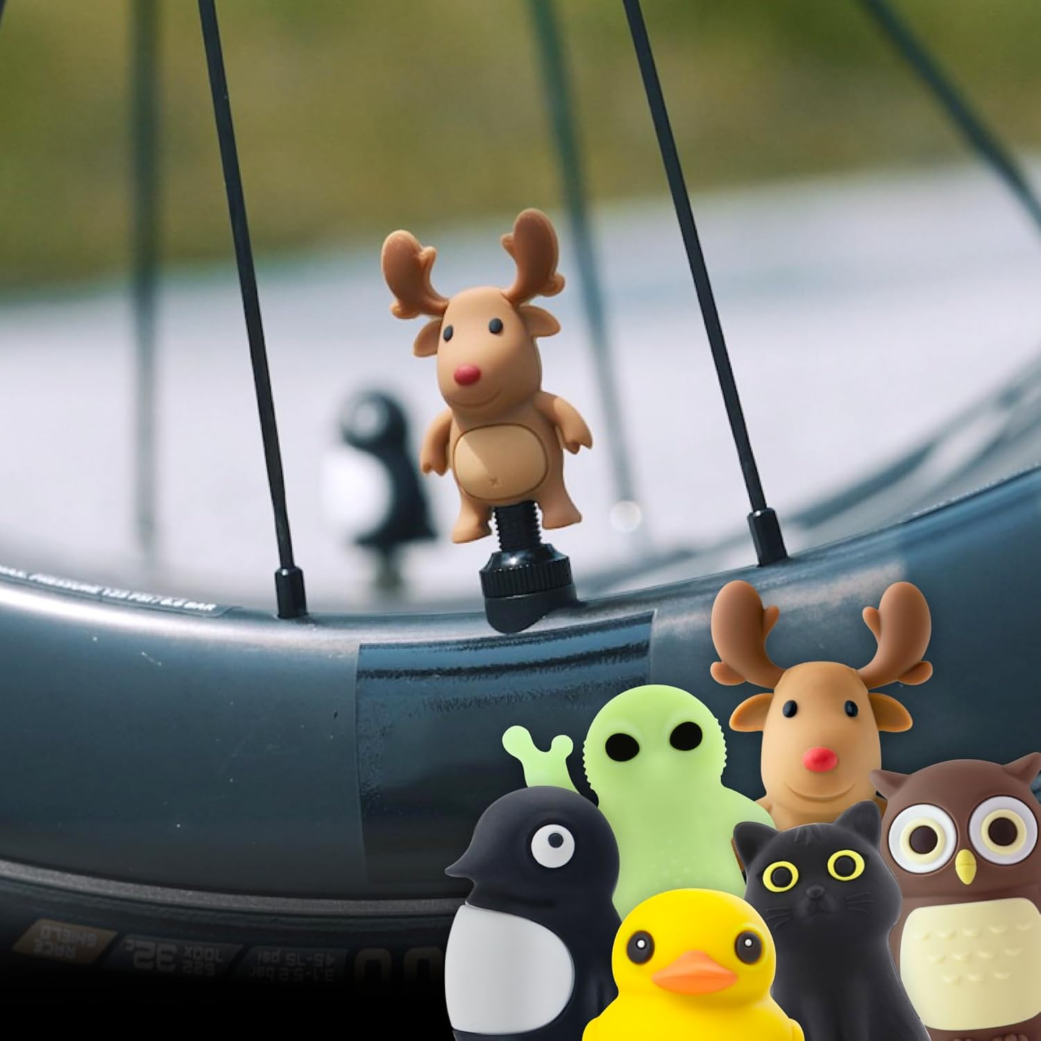 Bone Tire Character Valve Stem Cap, Silicone Washable Tire Valve Caps, Corrosion Resistant, Universal Stem Covers for Bikes, Cars, Trucks, Motorcycles, and Suvs 2Pcs Maru Penguin - Patti Duck (2Pcs) image number 7