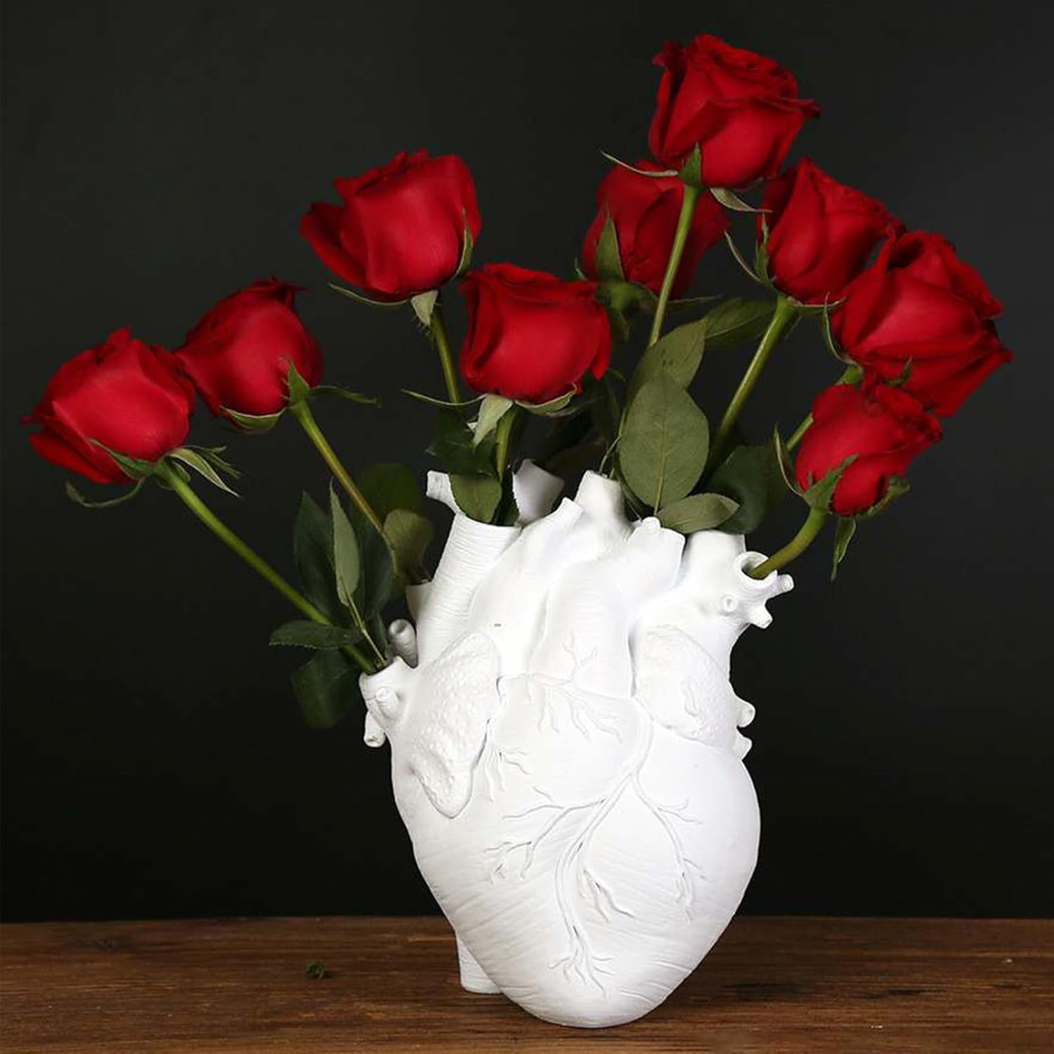 Resin Vase Planter, Decorative Heart Vase - Anatomical Heart Tabletop Decorative Craft, Farmhouse Living Room Bedroom Countertop (White,Small) image number 5