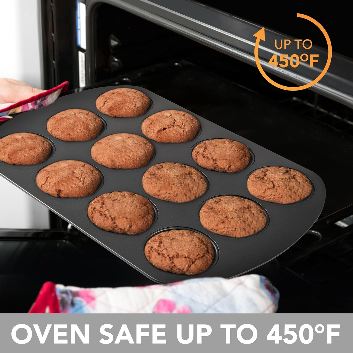 Tiawudi Muffin Top Pan, 12 Cavity Cupcake Pan, 3 Inch Nonstick Bakeware for Eggs, Cornbread, Cookies, Whoopie Pies and Yorkshire Pudding, Set of 2 image number 4
