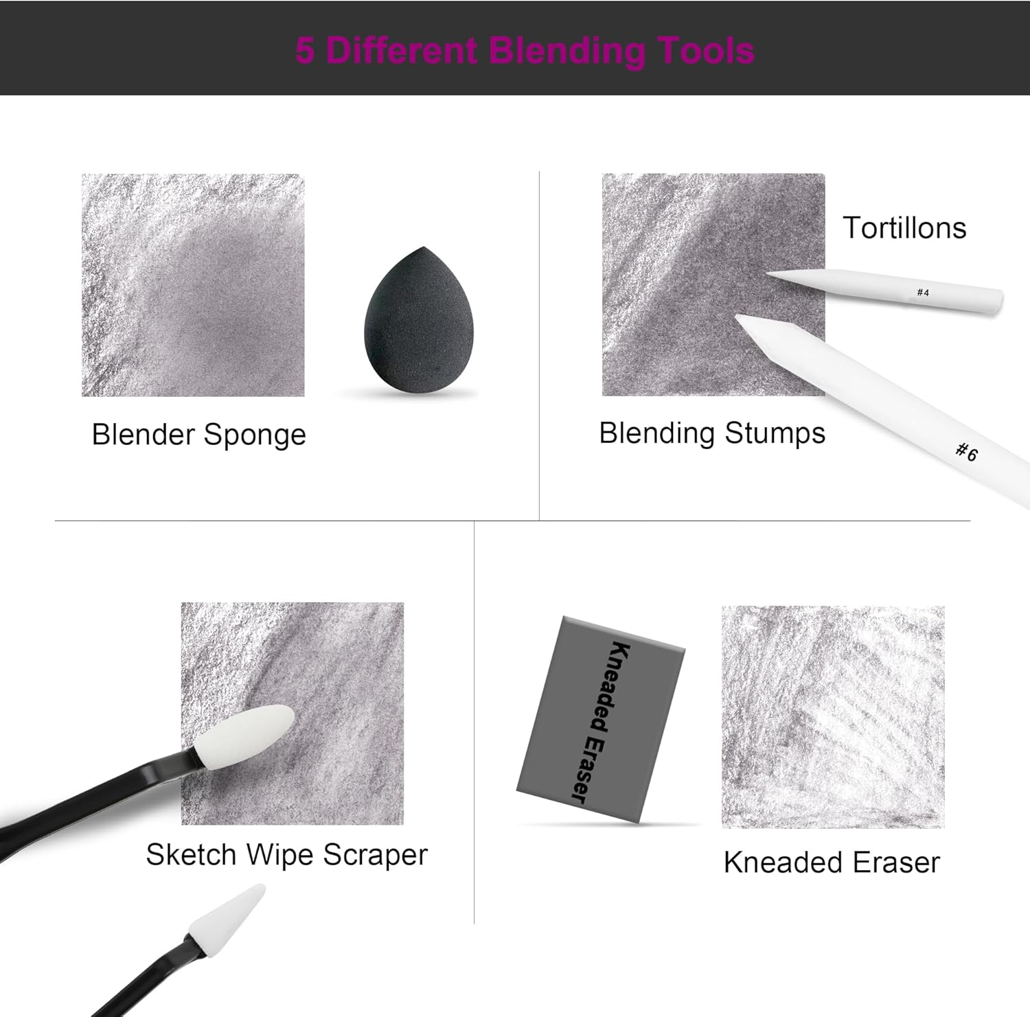 HIFORNY 126 PCS Drawing Kit Sketching Pencil Set,Sketch Pencils Art Supplies with 3-Color Sketchbook,Graphite,Charcoal,Blending and Drawing Tools,Drawing Pencils for Adults Artists in Zipper Case image number 3