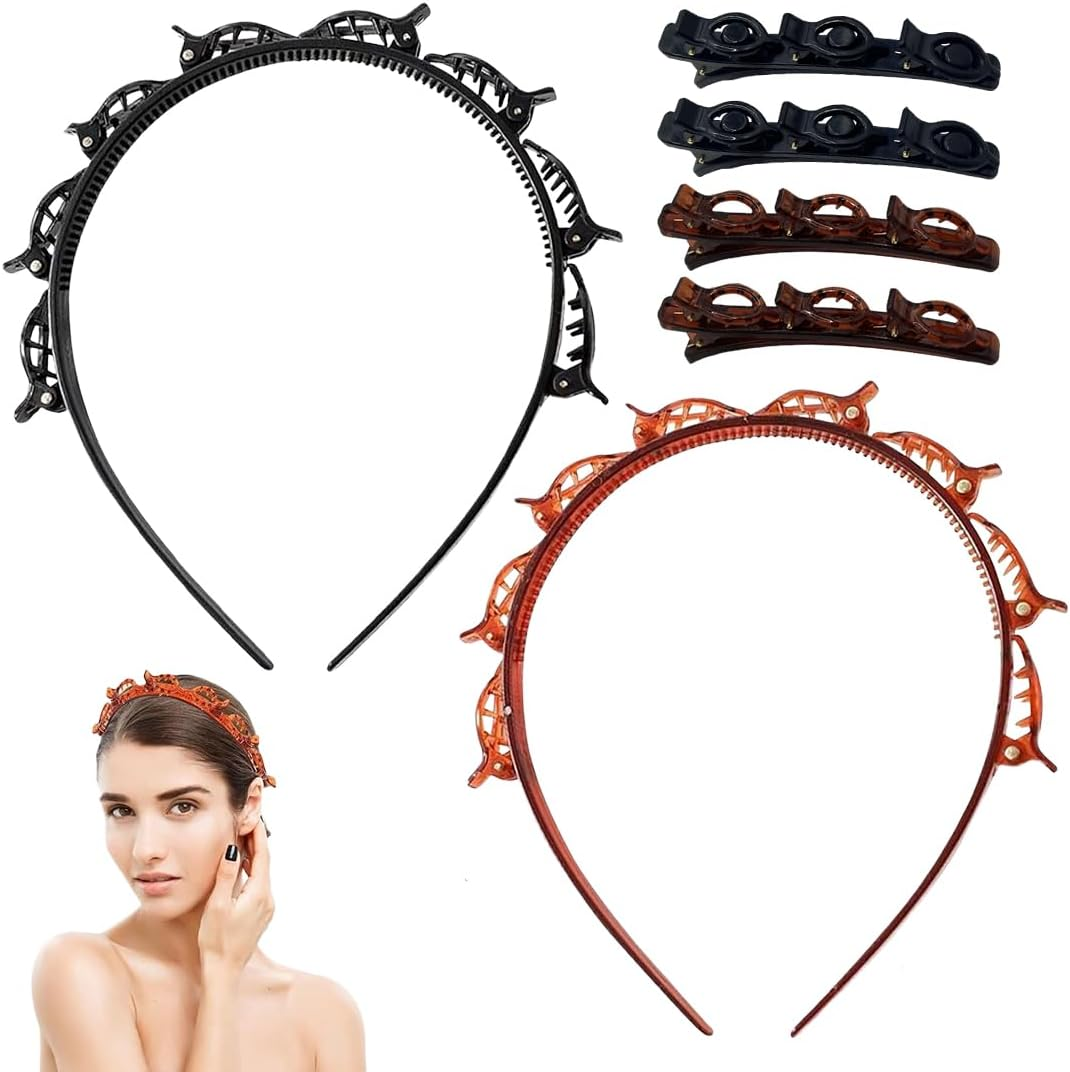 GXGM 6 Pieces Women'S Headband Clip, Hair Pin with Fringes, Women'S Headband with Clips, Hairpin Hairstyle Fringe, Hair Band with Tooth Comb image number 6