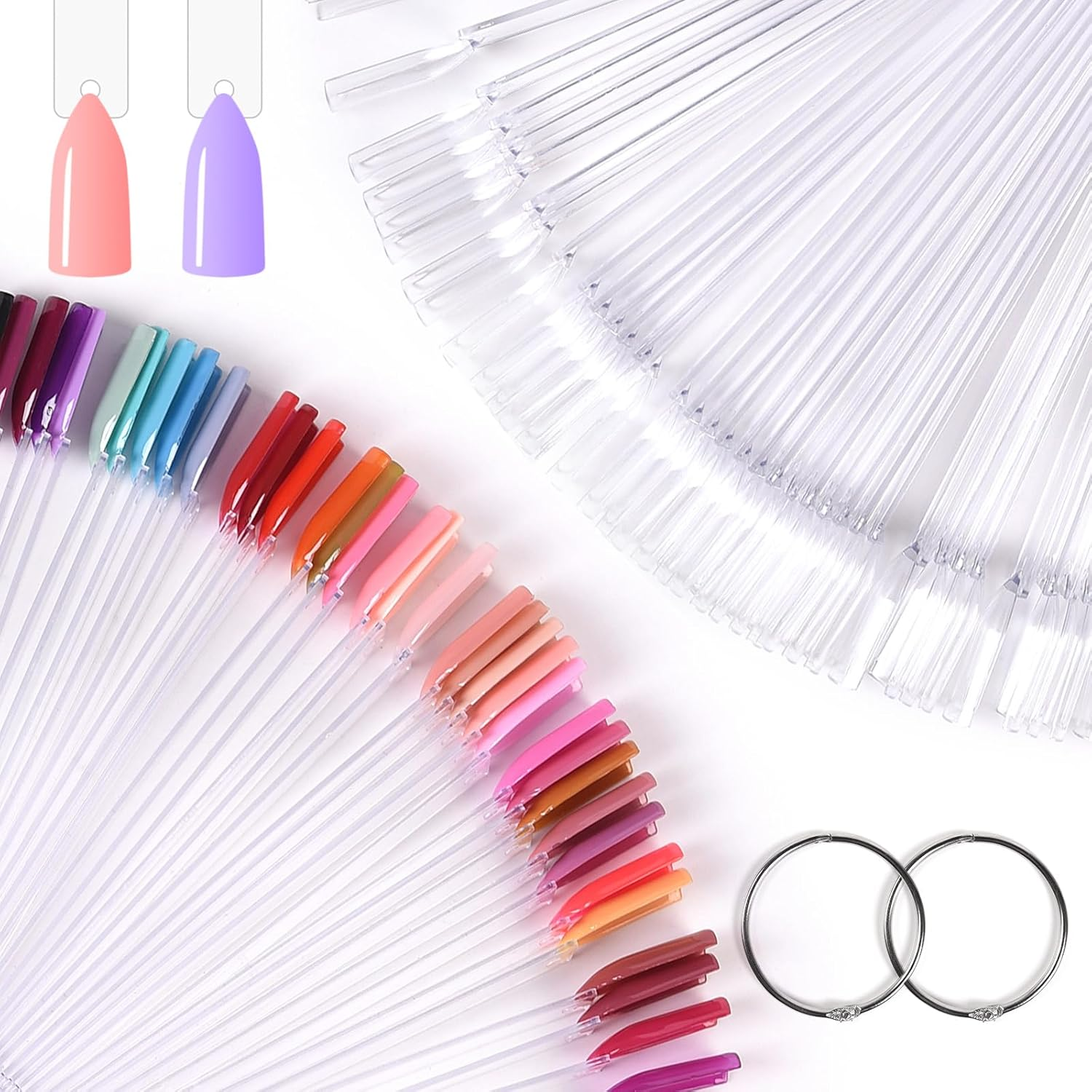 KADS 180Pcs False Nail Flower Wheel Nail Swatch Tips Nail Color Display Tips Gel Polish Acrylic Nail Sample Sticks Nail Art Practice Training Cards Nail Salon & Home Manicure Accessories