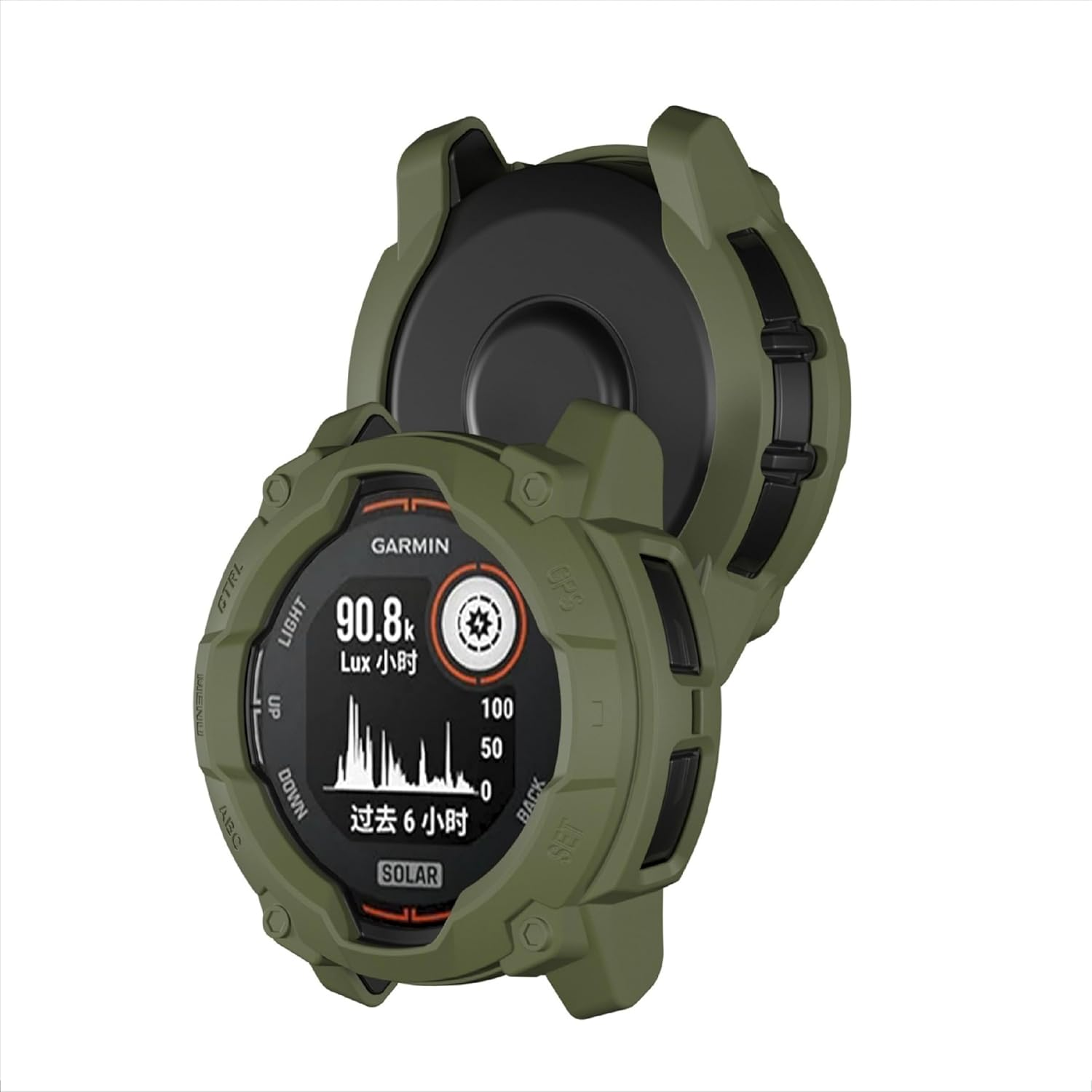 GIOPUEY Case Compatible with Garmin Instinct 3 Solar 45 Mm, Soft and Lightweight Premium TPU Silicone Protective Case Cover Protective Case - Green - Beige image number 3