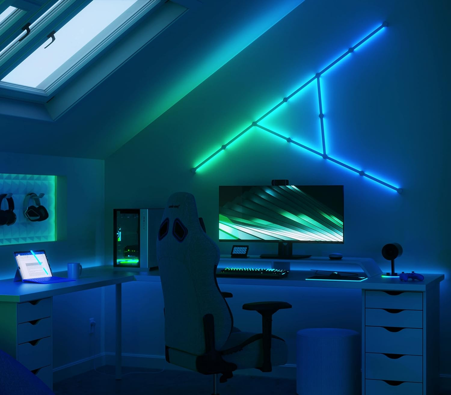 Nanoleaf Lines Starter Kit 9 Angle 60&deg; Modular RGBW LED Smart Light Bars, Interior Wall Sconces, 16M Wifi Colors, Compatible Alexa Google Home, Room Decoration image number 2