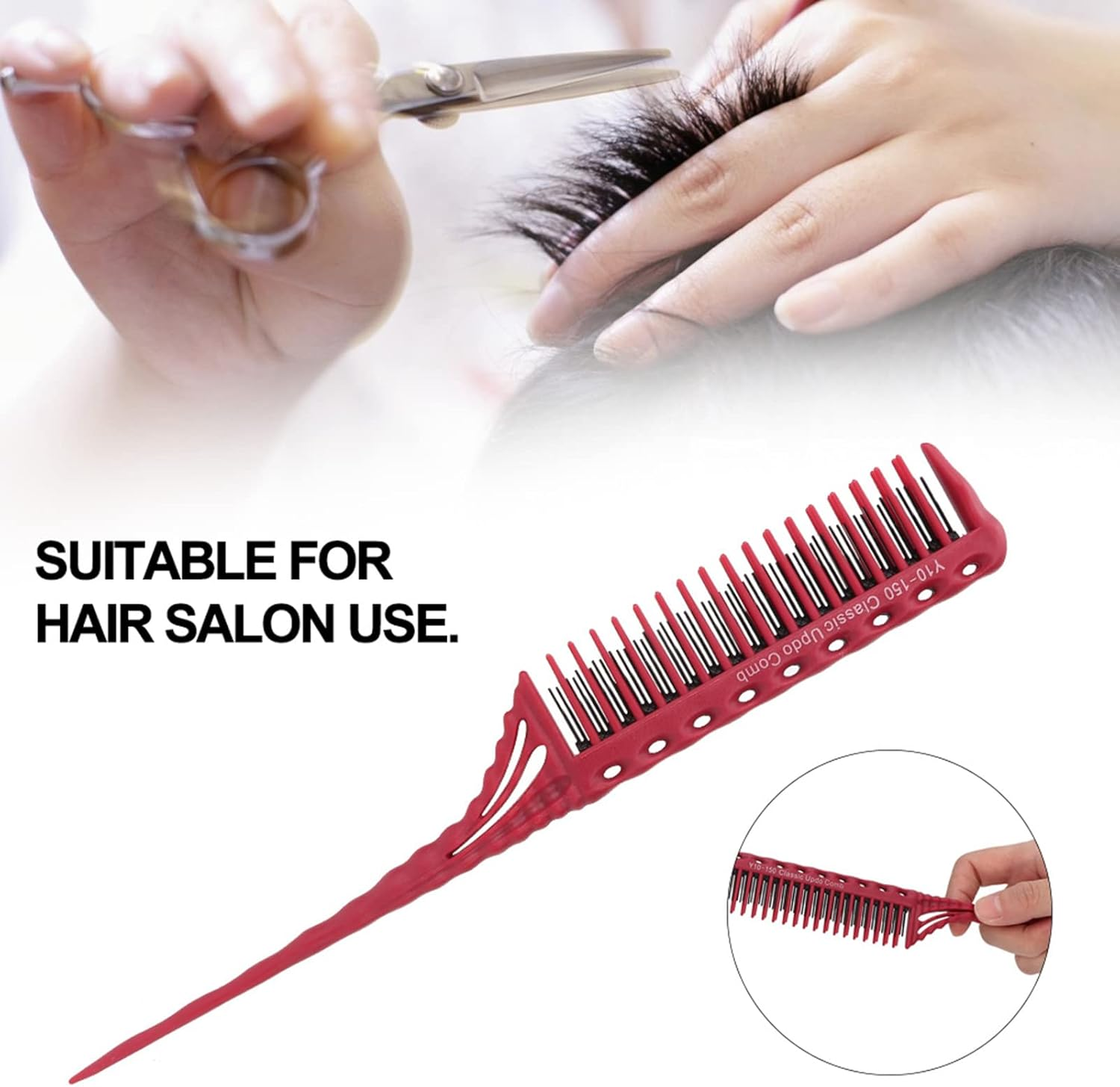ANKROYU Mouse Tail Comb, Root Comb, Hair Care Styling Comb, Lightweight Hairdressing Salon Supplies, Comb, 3 Row Comb, Hairdressing Salon Supplies, Comb (A) image number 4