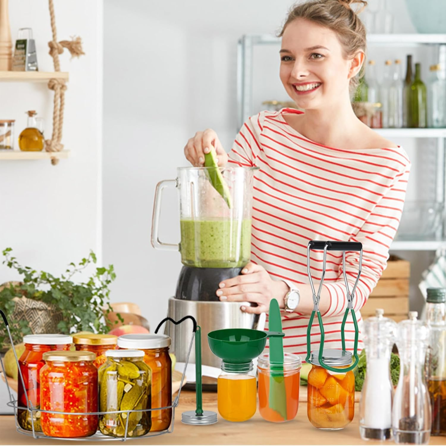 Toowood Canning Supplies Boxed Set, Canning Kit, Stainless Steel Canningset, Canning Supplies Starter Kit, Jar Lifter, Folding Rack, Tongs, Multifunctional Canning Tools, Funnel for Mason Jars image number 3