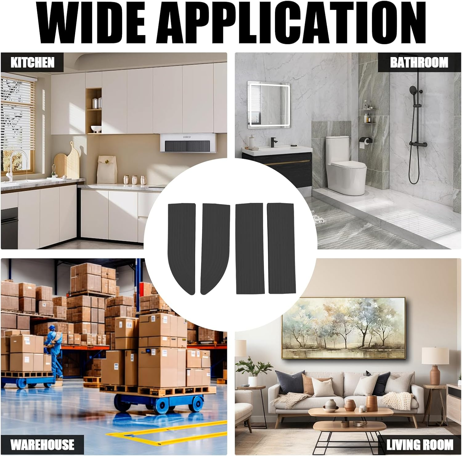 Rubber Threshold Ramp for Robot Vacuum, Wheelchair, Doorways, Bathroom, Black, 4 Pack - Grey image number 6