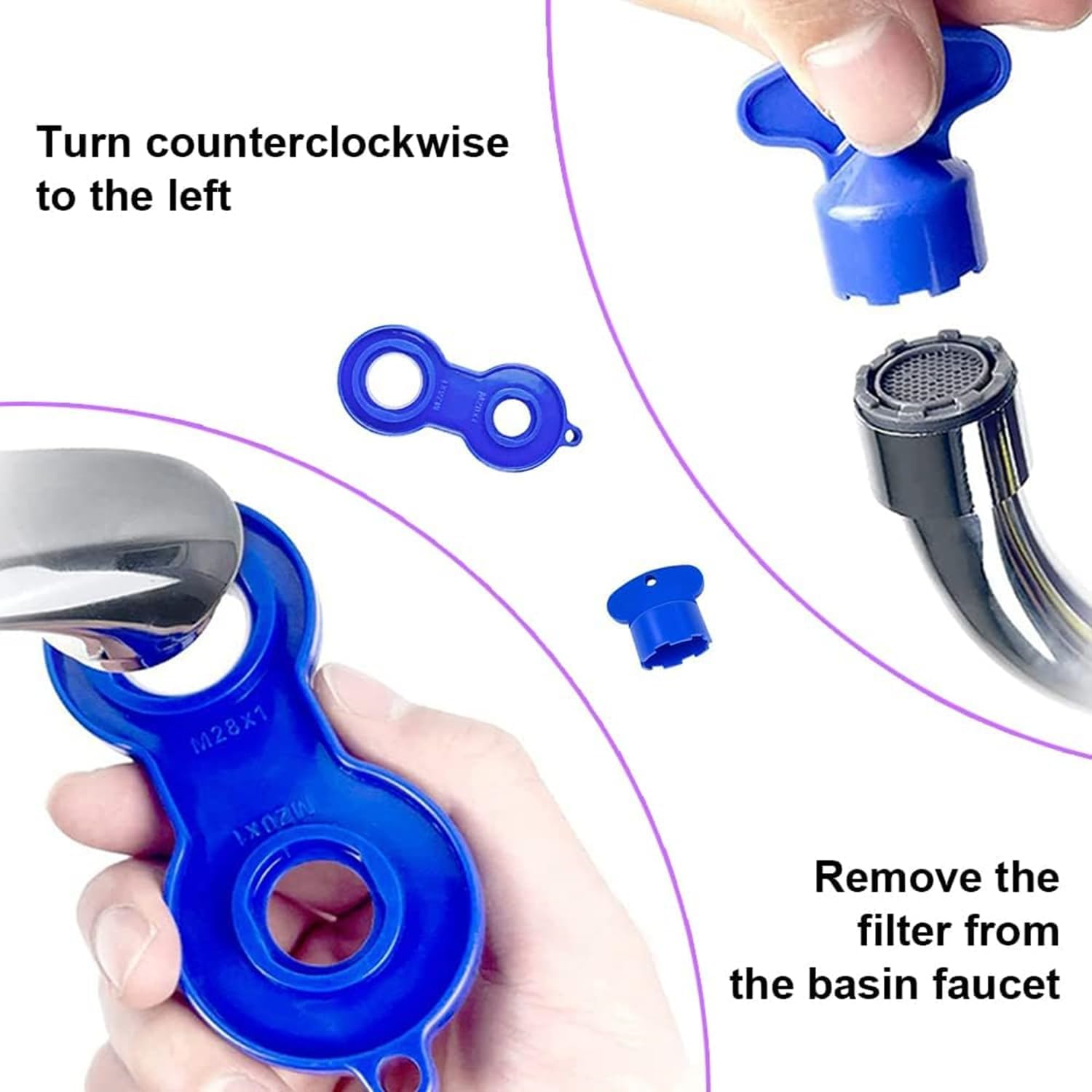 8 Pcs Aerator Key Faucet Removal Tool Set, Wrench with Housing Tool, Replacement Cache Aerator for Sink M 16.5, 18.5, 21.5, 22, 24Mm Faucet Flow Limiter (8 Pcs) image number 5