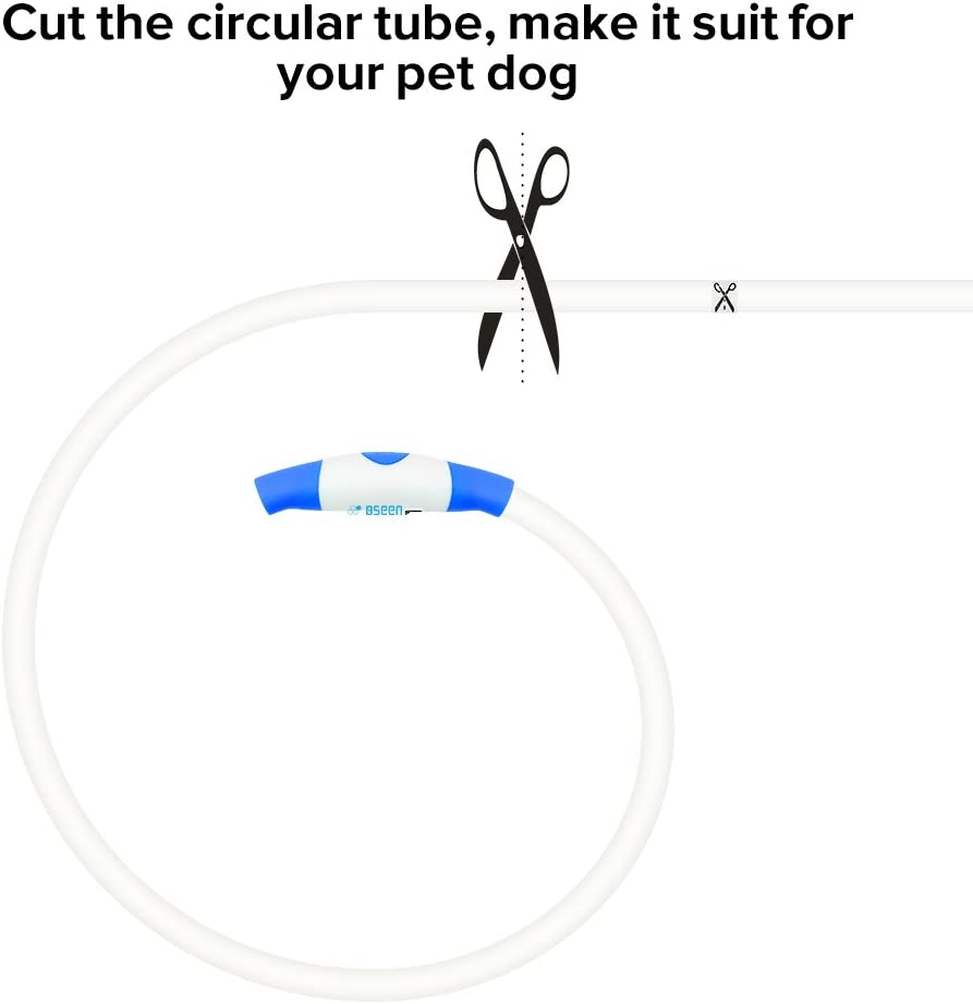 Light up Dog Collar, BSEEN USB Rechargeable Flash Dog Necklace Light, Pet Safety Collar Makes Your Beloved Dogs Be Seen at Night for Small Medium Large Dogs(Blue) image number 5