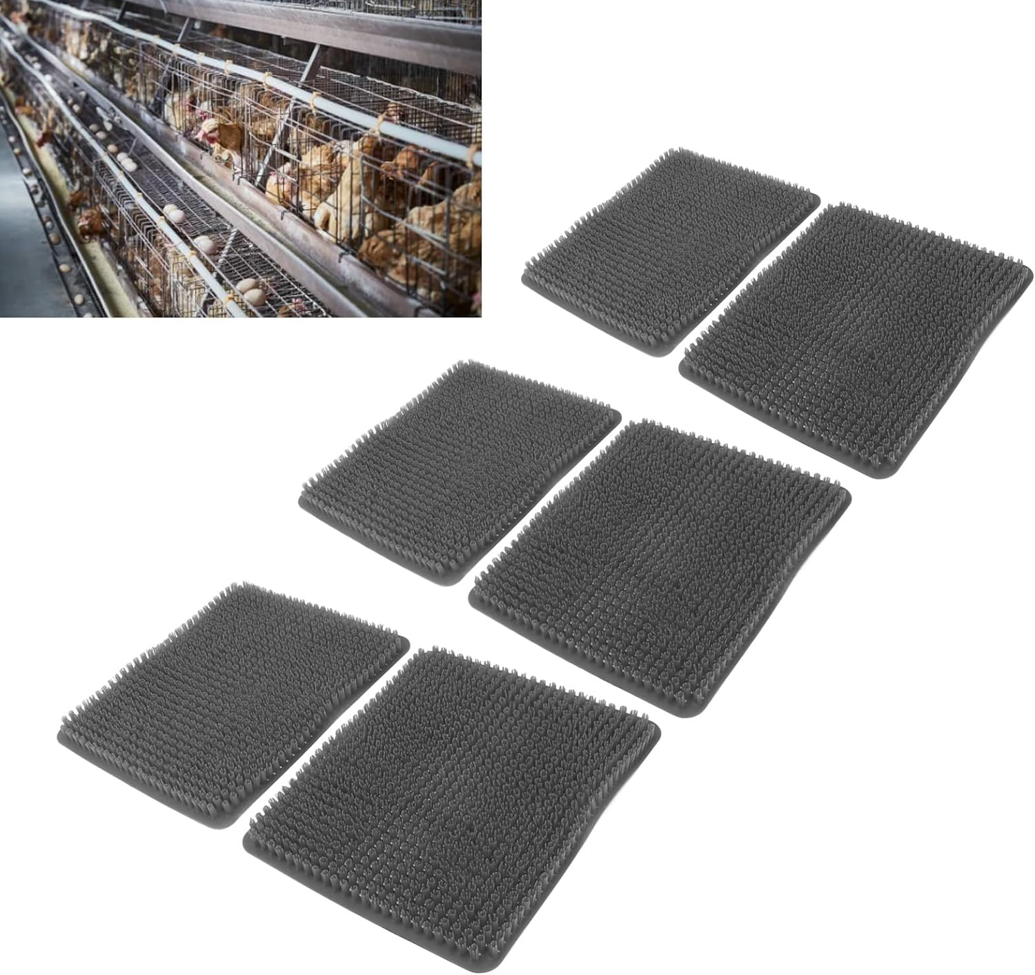 Chicken Nesting Pads, 6 Pcs Chicken Coop Mats, Washable Plastic Nesting Box Liners, Duck, Chicken Coop Accessories, Chicken Bedding for Coops Poultry Laying Eggs Protecting (Gray)