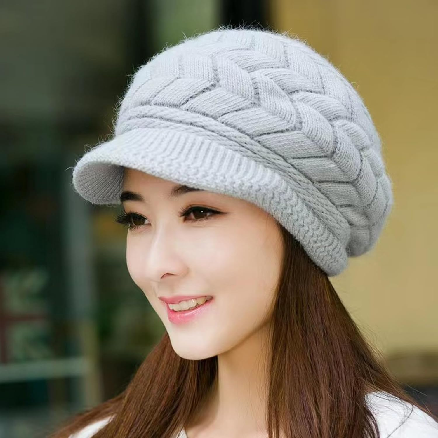 AWOCAN Women Winter Warm Knit Hat Cold Weather Slouchy Beanie Cap Fluff Snow Ski Cap - Grey image number 6