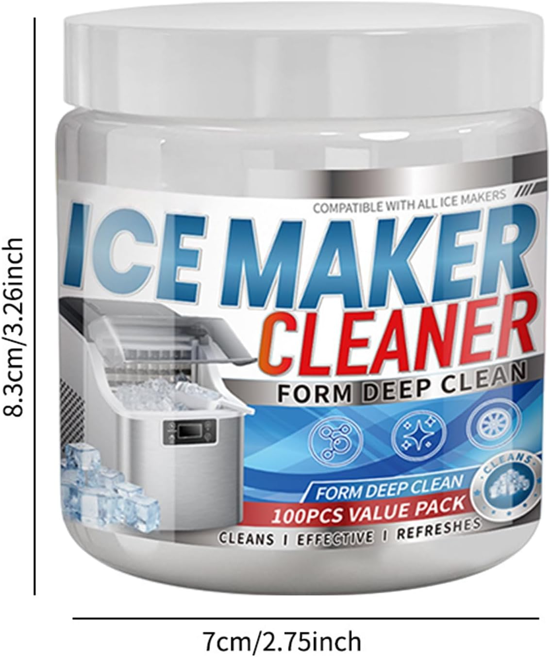 Active Ice Machine Cleaner Tablets,100-Piece Active Scale Remover,Countertop Ice Maker Descaler Tablets | for Kitchen Appliance Coffee Maker Cooler Refrigerator Restoration image number 3