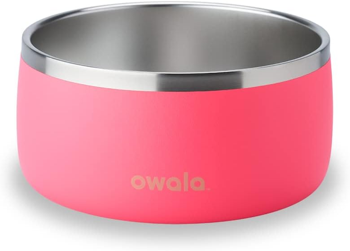 Owala Pet Bowl - Durable Stainless Steel, Food and Water Bowl for Dogs, Cats, and All Pets, Non-Slip Base, 24Oz, Black (Very, Very Dark)