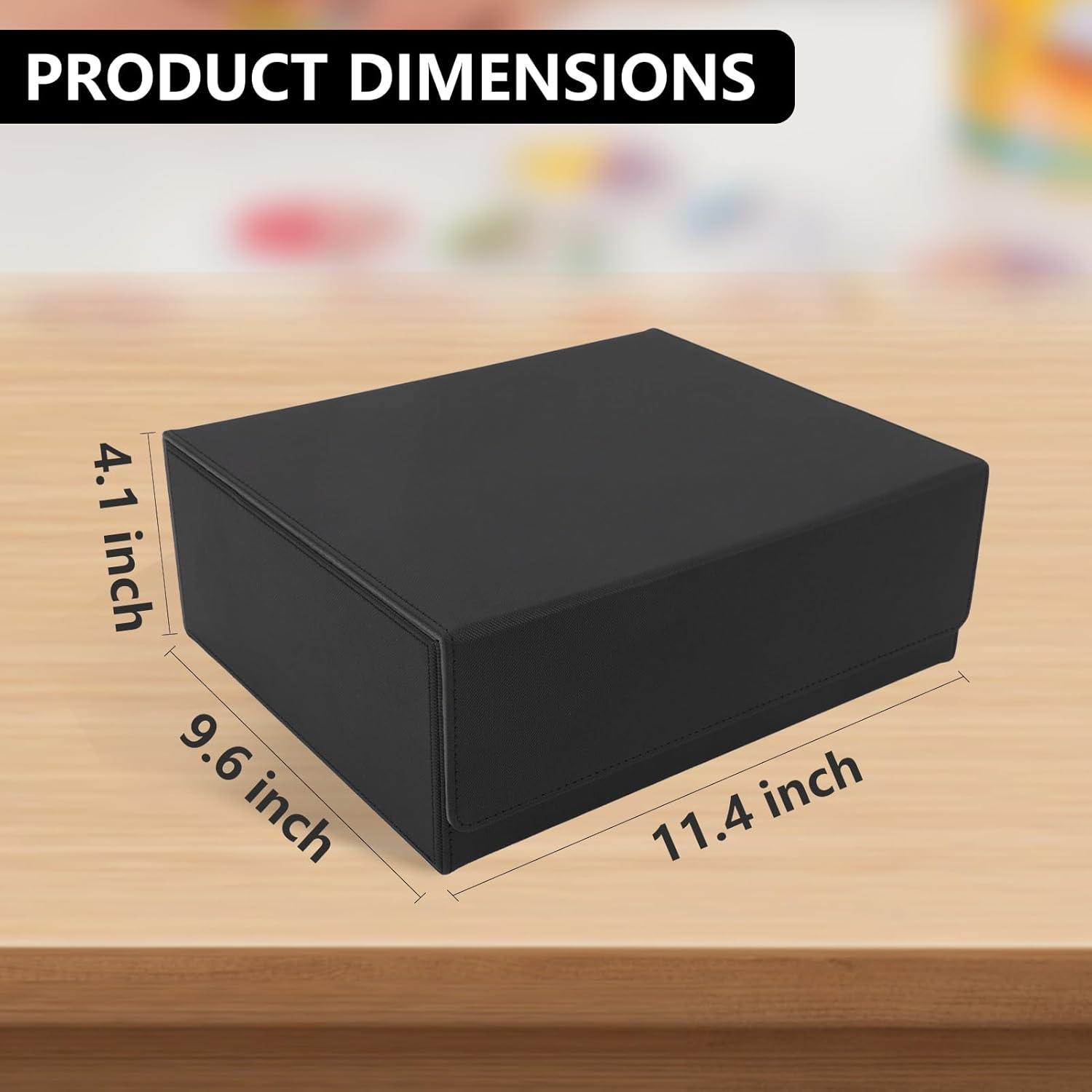 ZEMBSOYA Card Storage Box for Trading Cards, 1800+ PU Leather Collectible Card Deck Storage Case, Magnetic Closure Card Holder Fits for Magic Game Cards (Black) image number 4