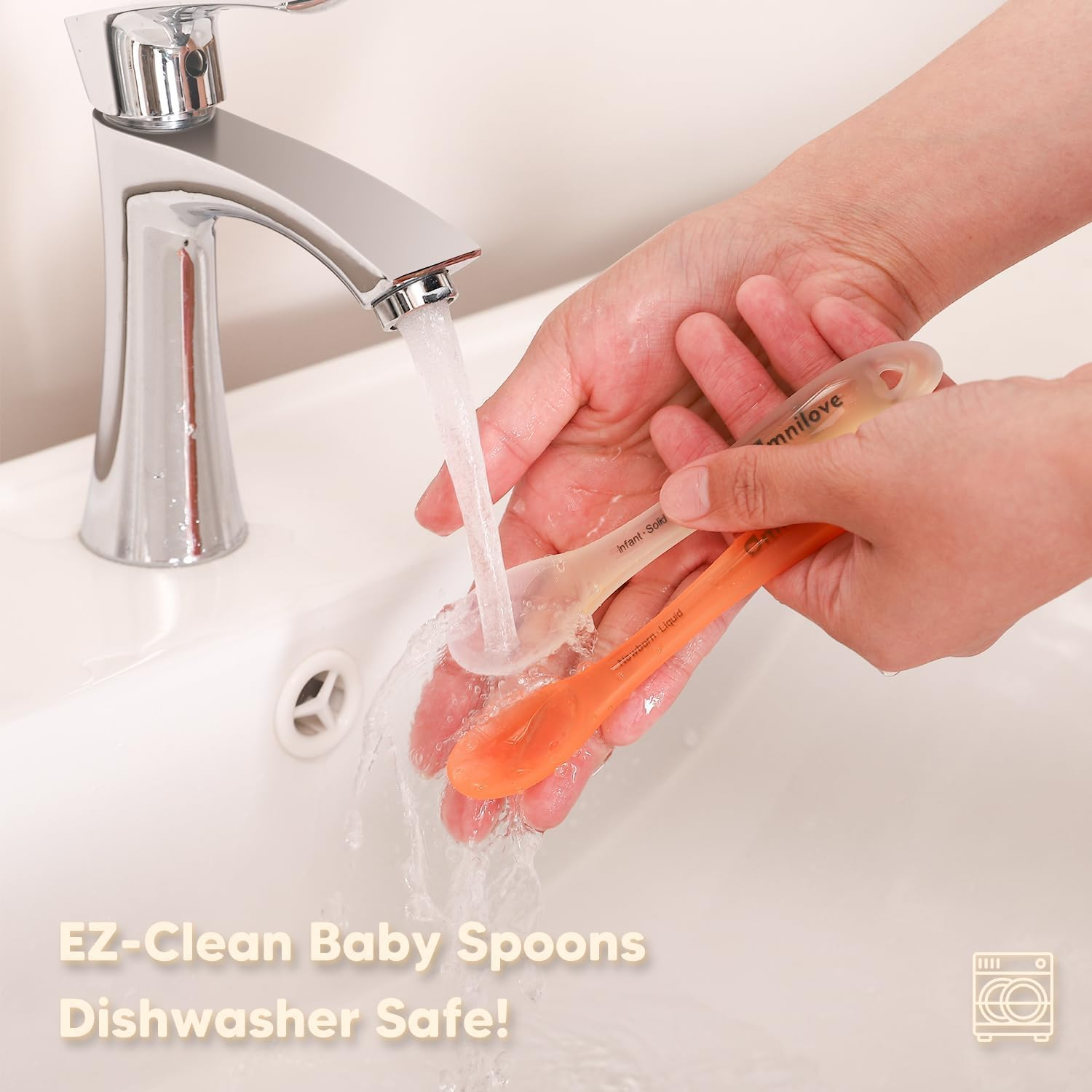 Silicone Baby First Spoon Set, Self Feeding 6 Months, Baby Led Weaning Supplies, Toddler Utensils with Safety Chain, Toddler Essentials, Dishwasher Safe Baby Safety Products image number 6