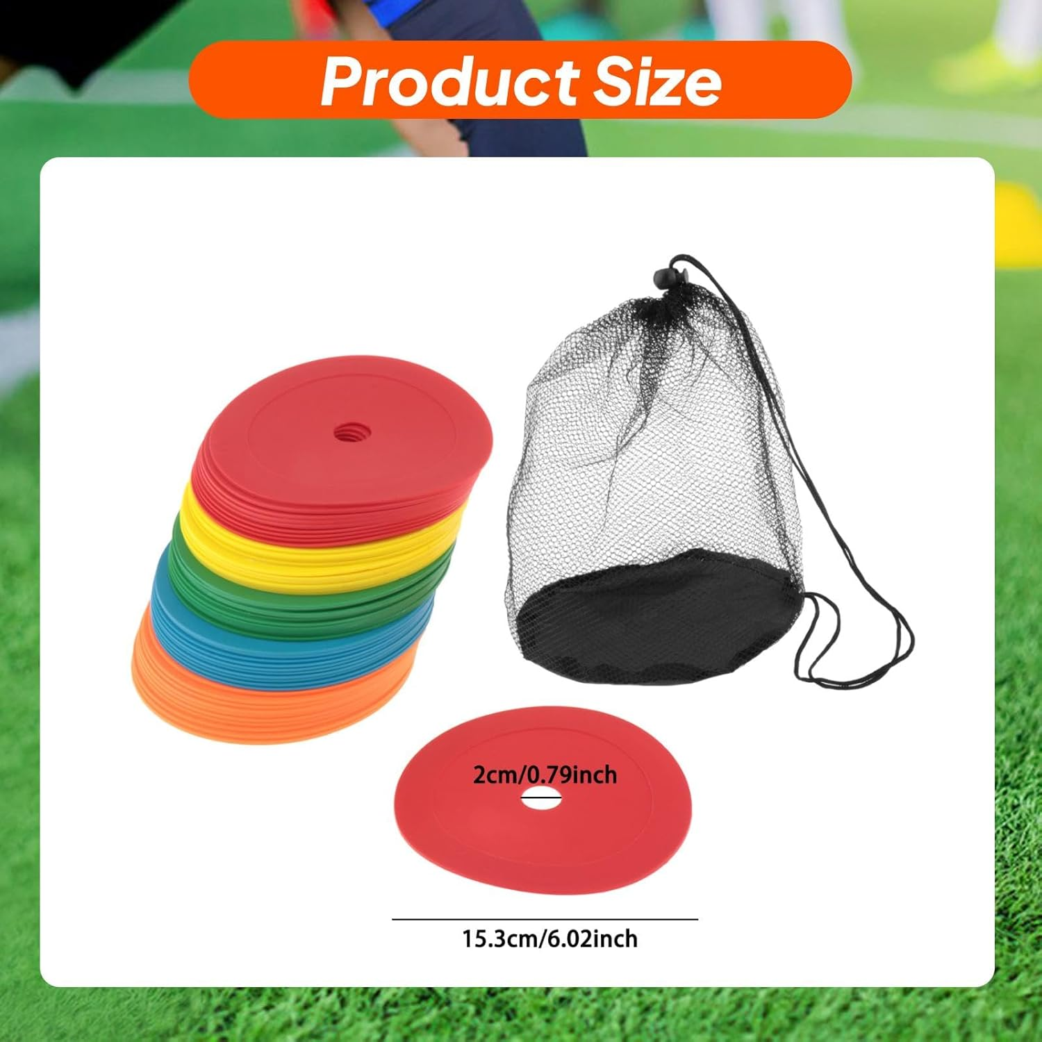 50 Pieces Flat Cones Spots Markers 15.3 Cm Non Slip Soccer Cones Flat Discs for Coaches Sports Training Volleyball Basketball image number 3