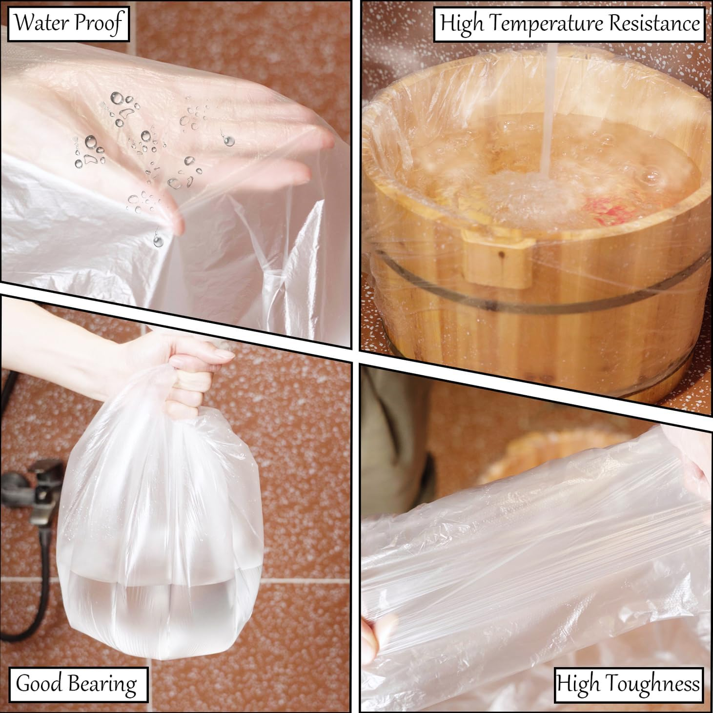 VOCHIC 240 Pcs Disposable Foot Tub Liner, 25.5 X 29.5 Inches Portable Bath Basin Bags, Plastic Pedicure Spa Bags, Large Foot Bath Liners, Disposable Pedicure Liners for Foot Pedicure Spa Hotel Home image number 2