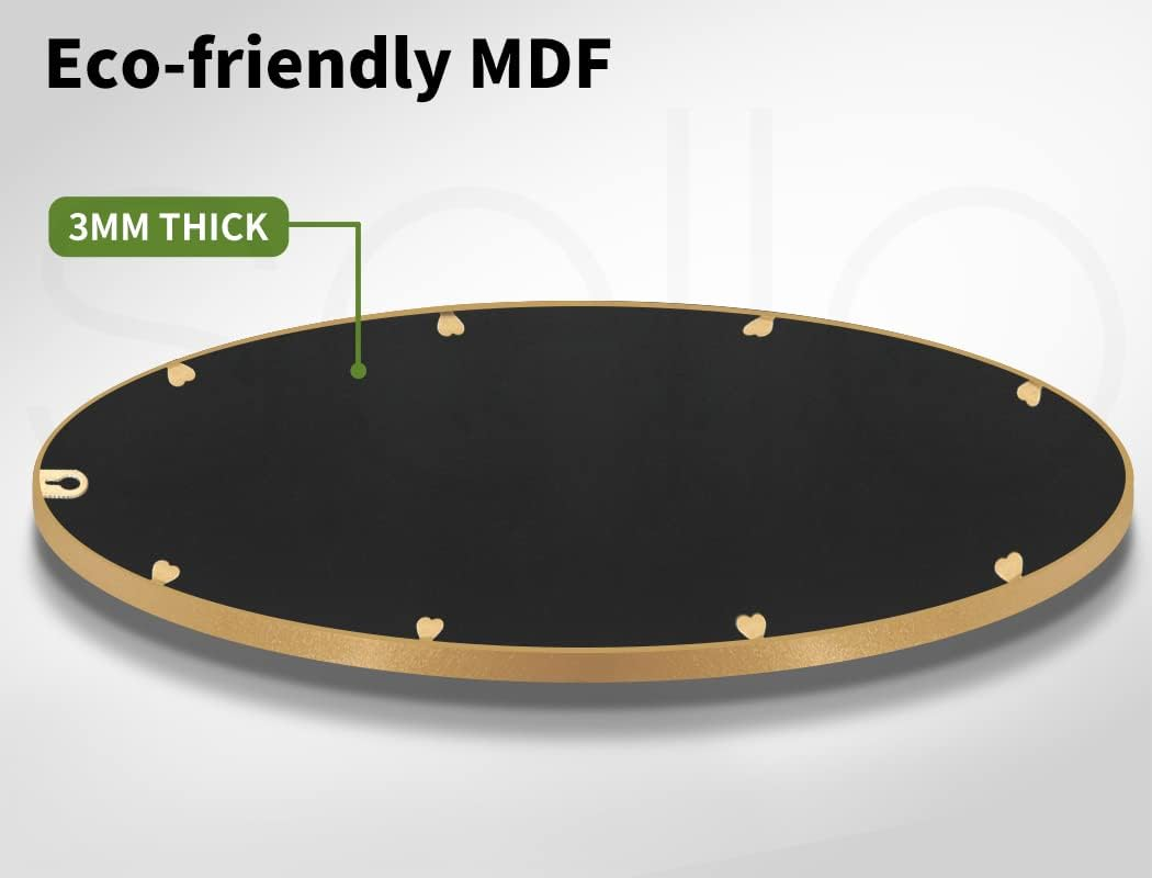 Yezi Home round Wall Mirror Vanity Bedroom Hanging Decor for Bathroom Makeup Shower Room Gold Metal Framed 50CM Dia image number 2