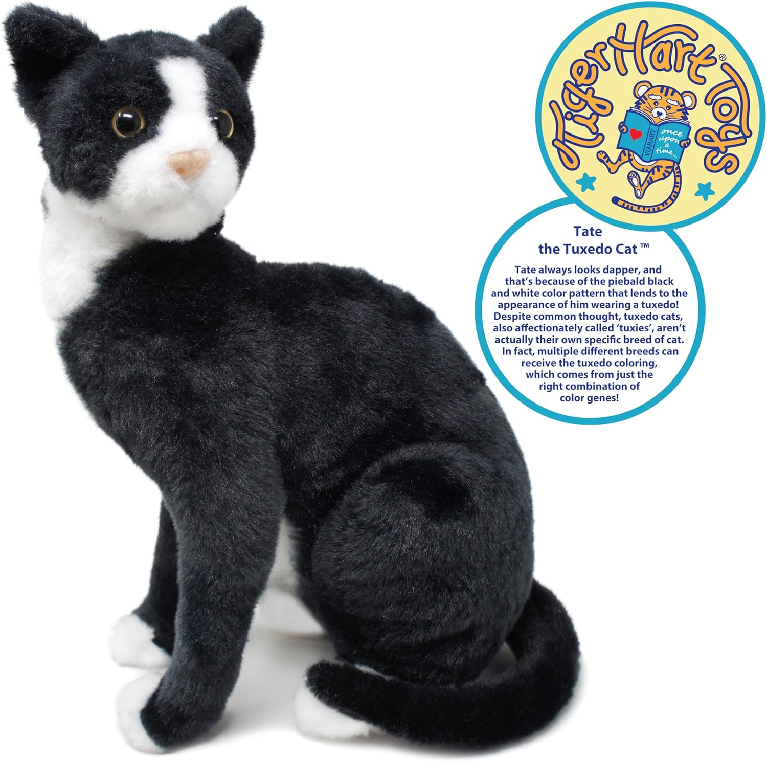 Tate the Tuxedo Cat - 14 Inch Stuffed Animal Plush Black and White Kitten - by Tigerhart Toys image number 1