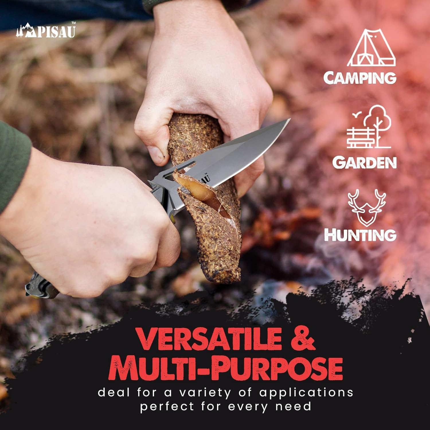 Folding Pocket Knife with Liner Lock, Bottle Opener and Glass Breake (Black) - Black image number 3