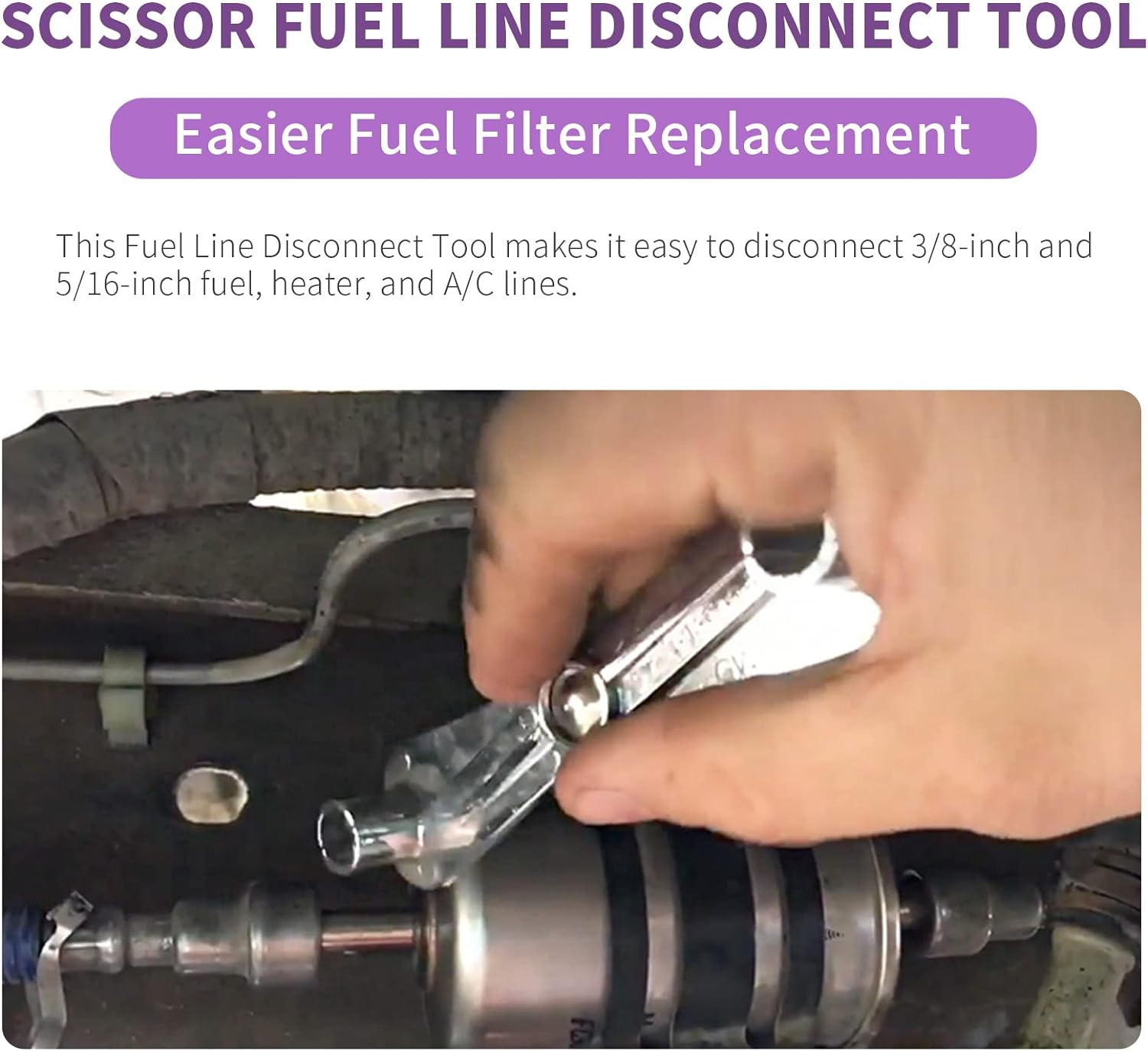 Swpeet 1Pcs 3/8 Inch and 5/16Inch Scissor Fuel Line Disconnect Tool, Easy Separation of Quick Disconnect Style Fittings Use on Fuel, Heater, and A/C Line Service Compatible with GM, Ford, Mazda image number 3