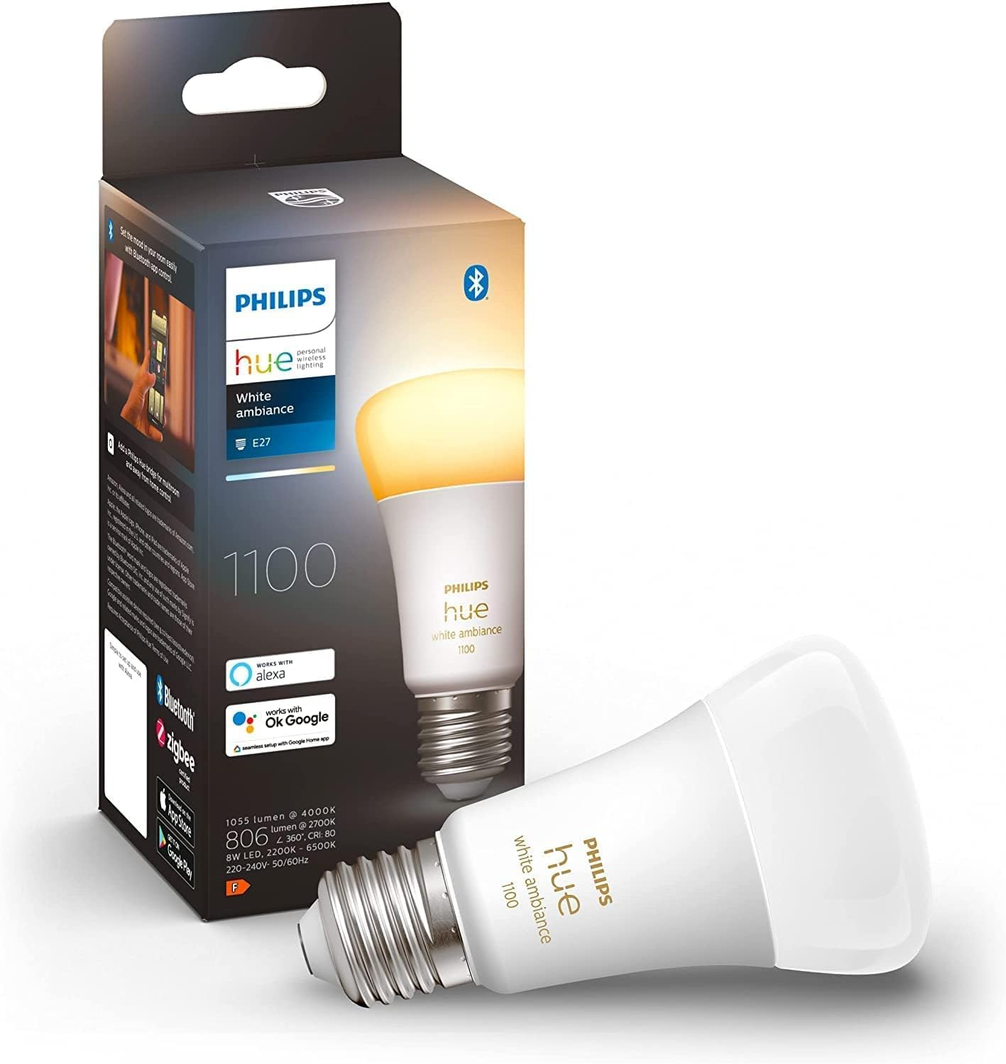 Philips Hue White Ambience A60 75W 1100 Lumens Smart Bulb with E27 Fitting image number 6