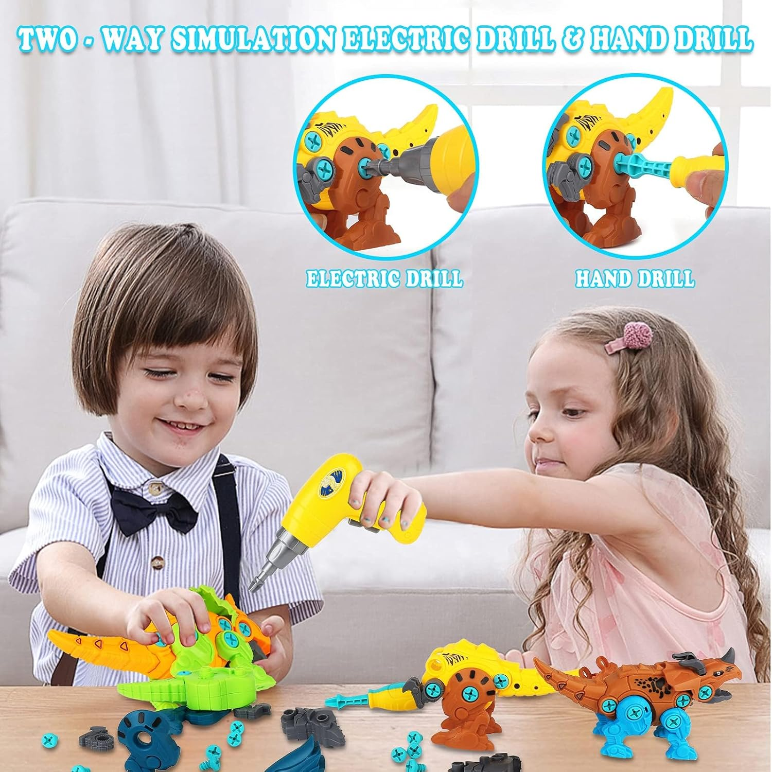 Dinosaur Toys, Take Apart Dinosaur Toys with Electric Drill for 3, 4, 5, 6, 7 Year Old Boys, STEM Educational Construction Building Toys, Ideal Xmas Birthday Gift image number 6